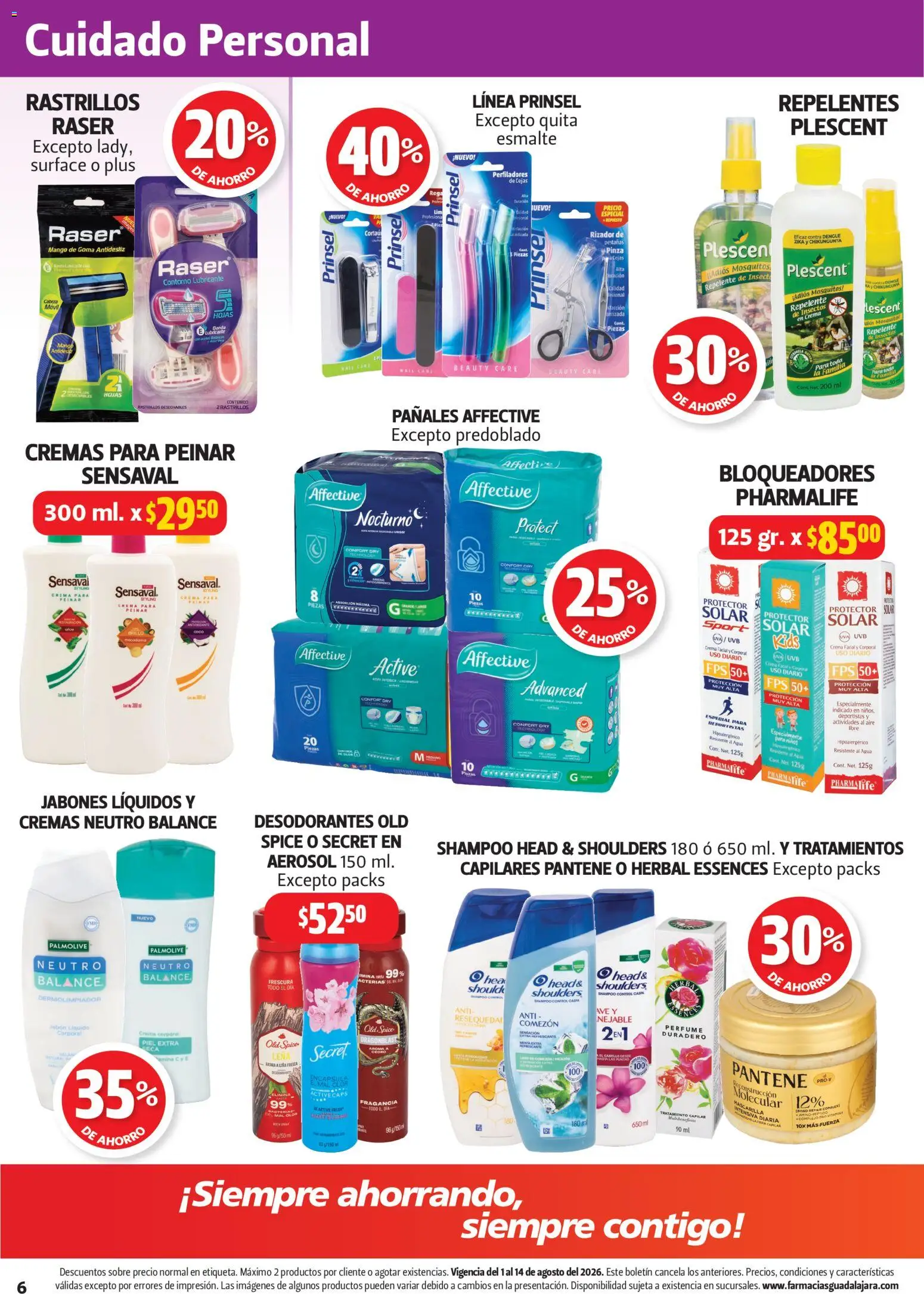 Nuevas ofertas de Farmacia Guadalajara válidas en toda la República Mexicana desde el 01/08/2026. ¡Encuentra las mejores ofertas en Farmacia Guadalajara catálogo! | Página: 6 | Productos: Crema, Agua, Rizador, Sobre