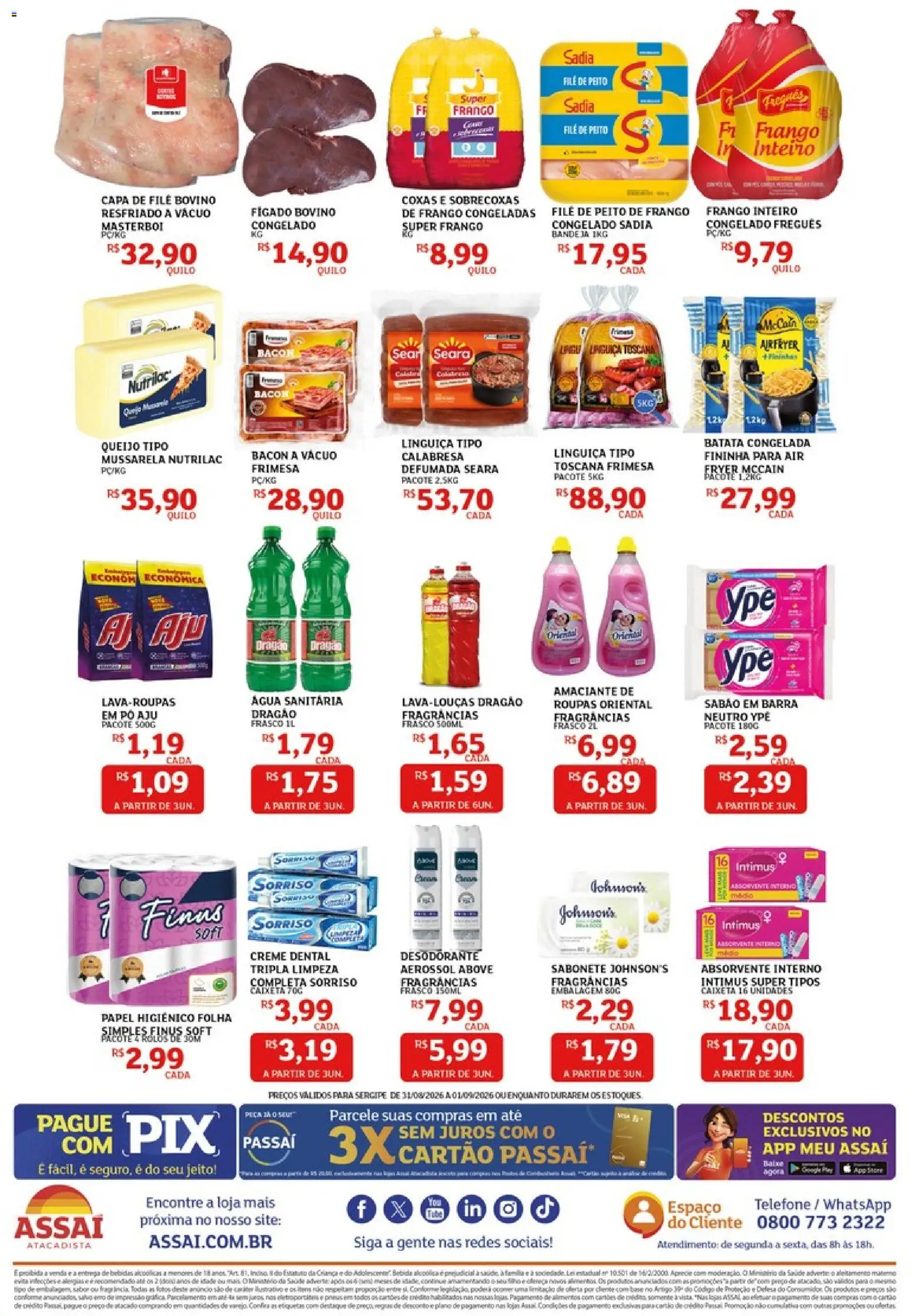 Assaí Atacadista Folheto - válido de 31/08/2026 | Página: 2 | Produtos: Creme, Telefone, Bacon, Água sanitária