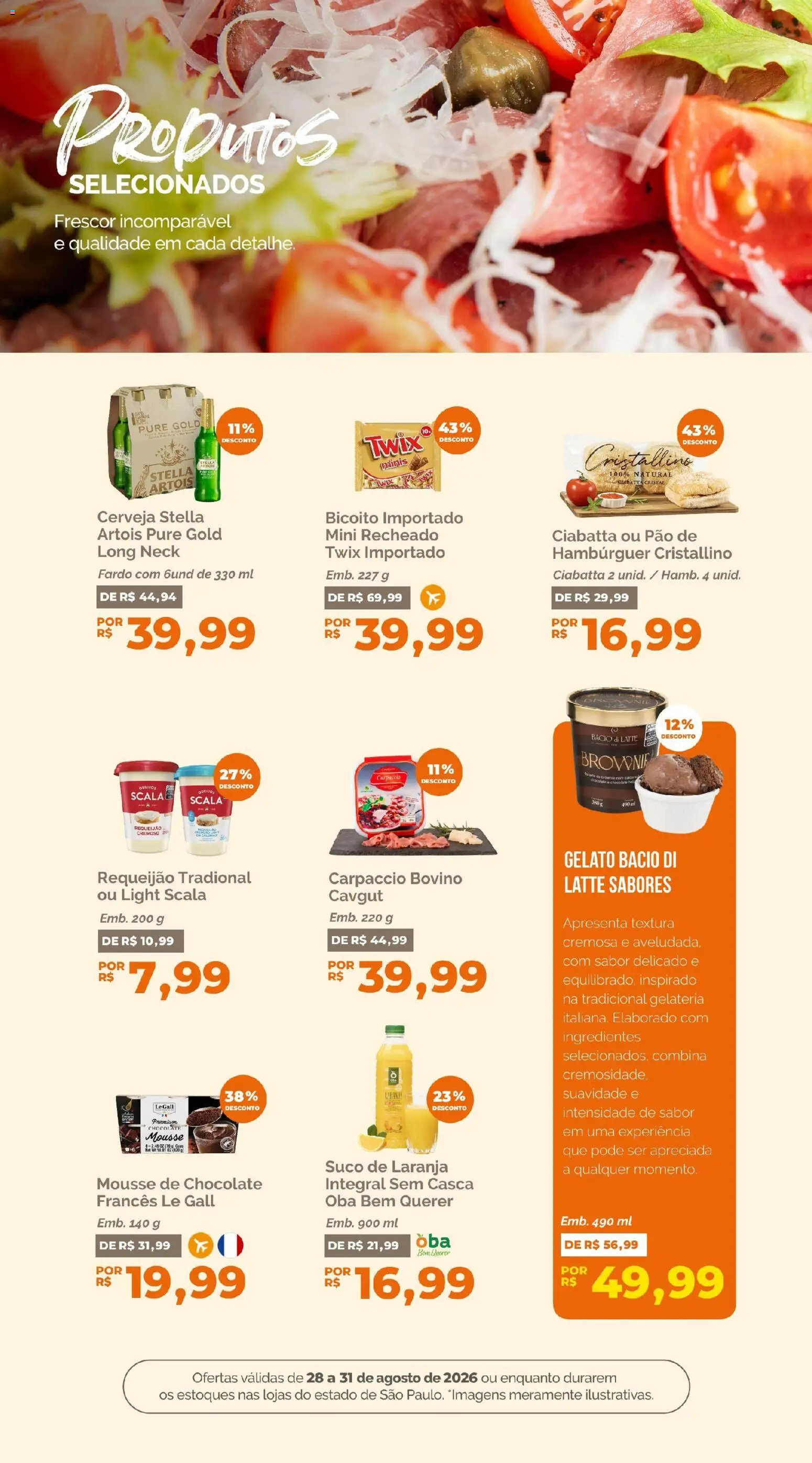 Oba Hortifruti Folheto - válido de 28/08/2026 | Página: 9 | Produtos: Mousse, Pão, Suco, Hambúrguer