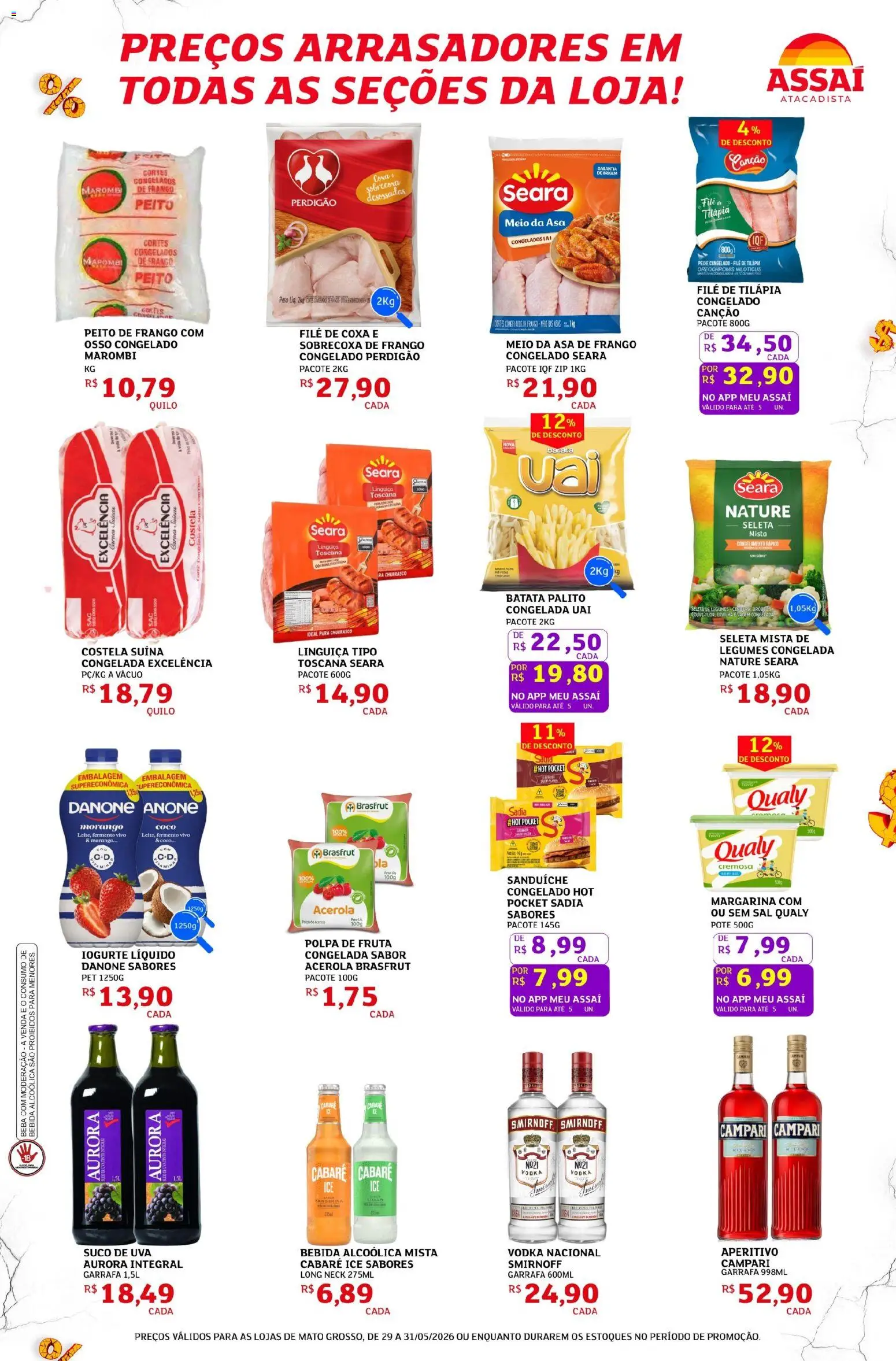 Assaí Atacadista Folheto - válido de 29.05.2026 | Página: 3 | Produtos: Linguiça, Asa de frango, Sanduíche, Bebida