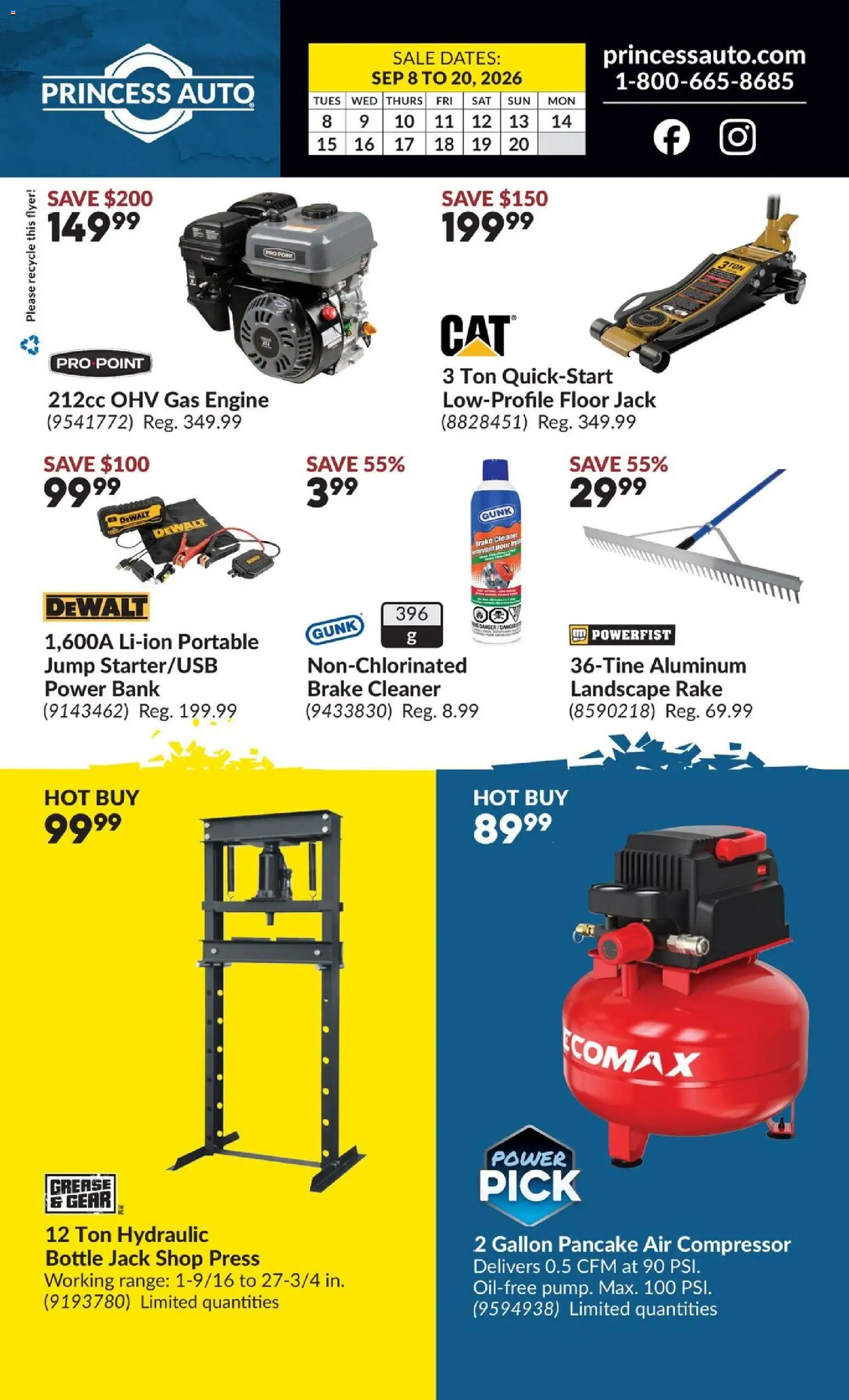 Princess Auto flyer valid from Sep 8, 2026 | Page: 2 | Products: Compressor, Air compressor