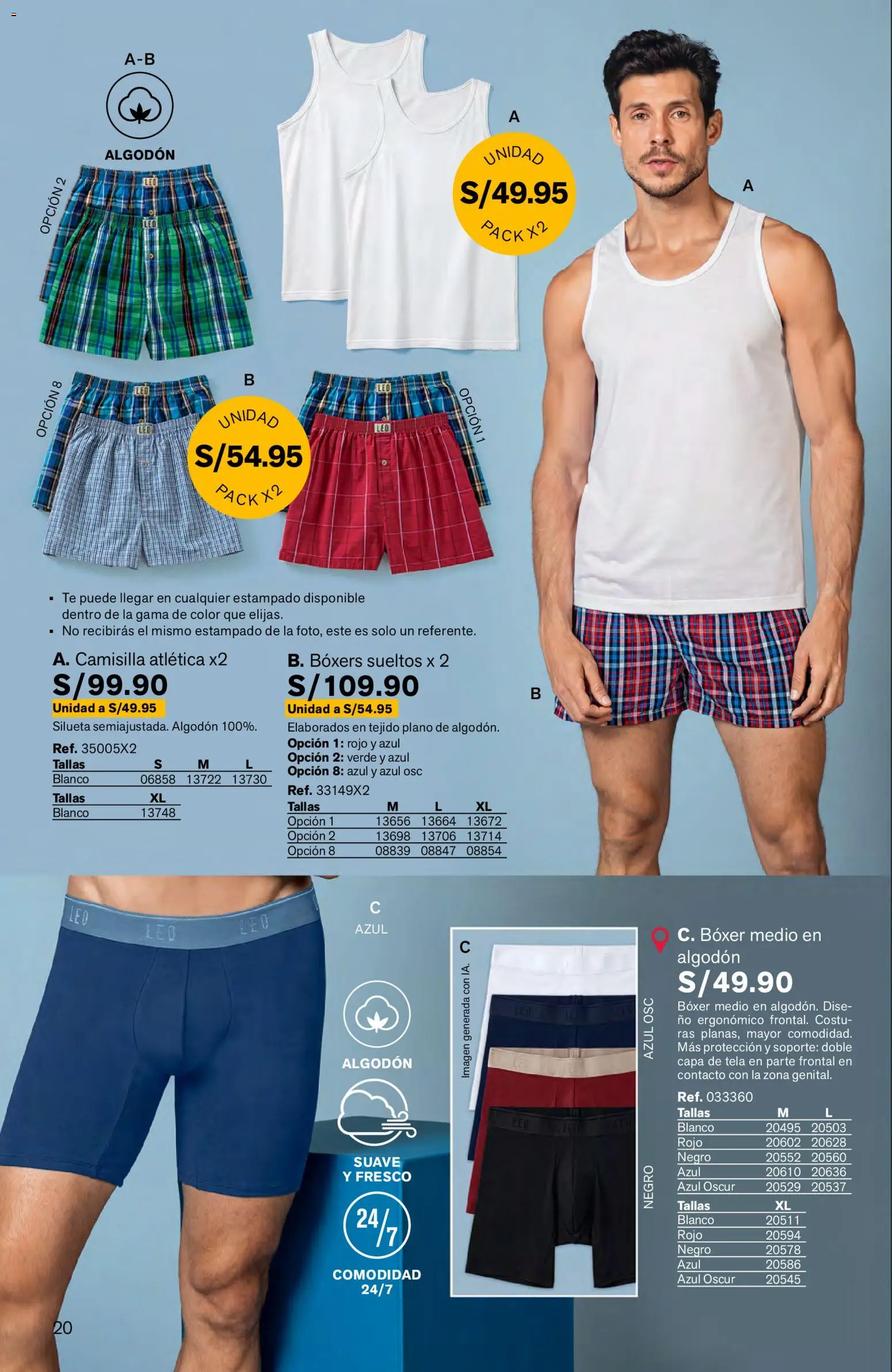 Catálogo Leonisa válido desde 04.06.2026 | Página: 20 | Productos: Té, Boxers