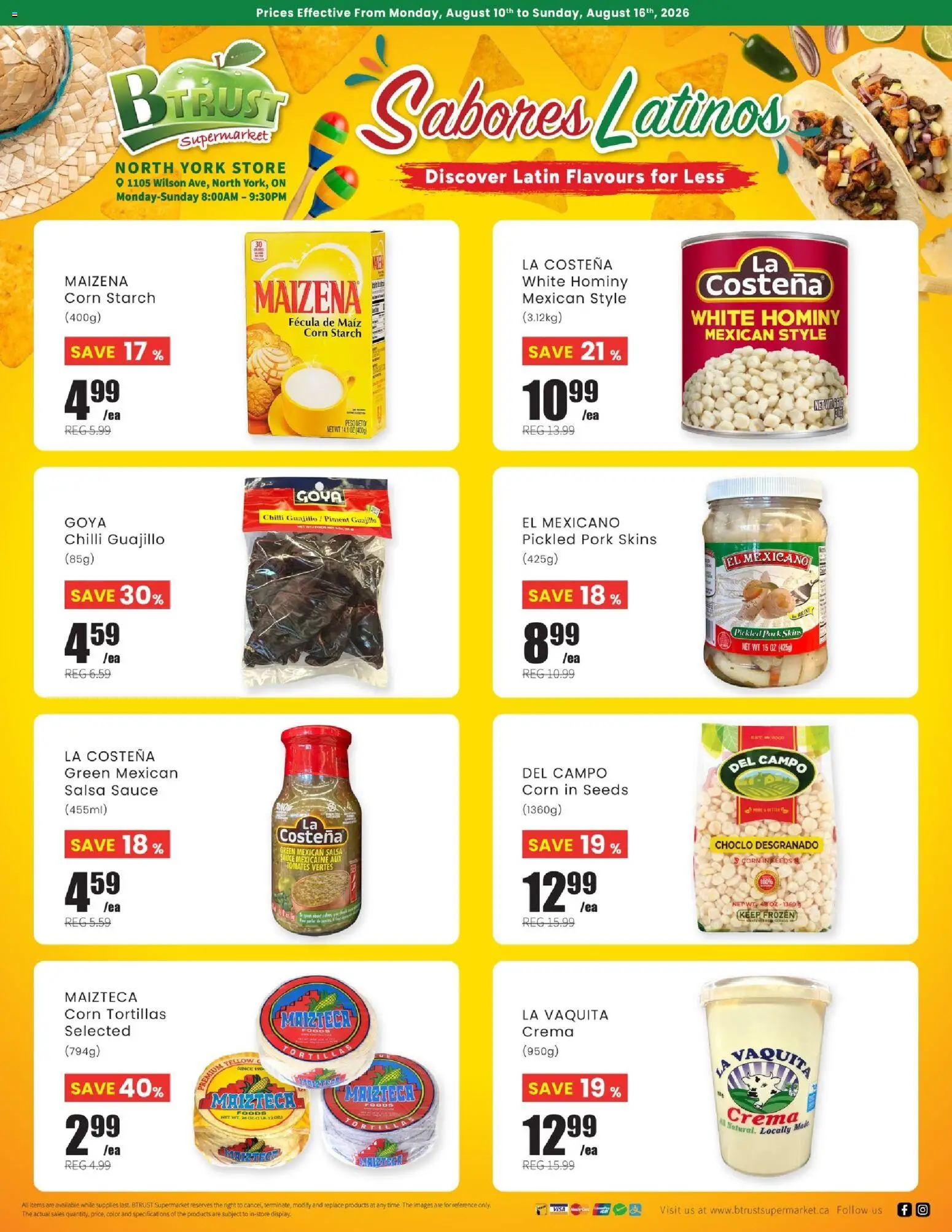 Btrust Supermarket flyer valid from Aug 10, 2026 | Page: 1 | Products: Tortillas, Corn, Pork