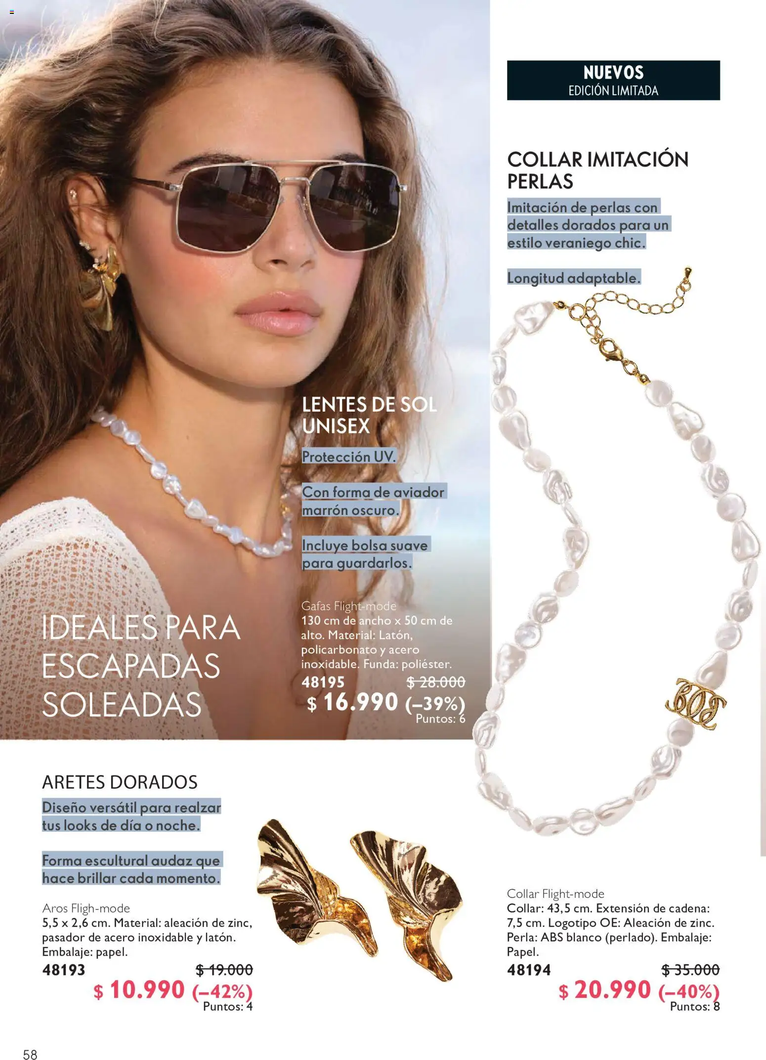 Oriflame catálogo │ válido desde el 11.09.2026 | Página: 58 | Productos: Gafas, Collar, Aros, Pasador