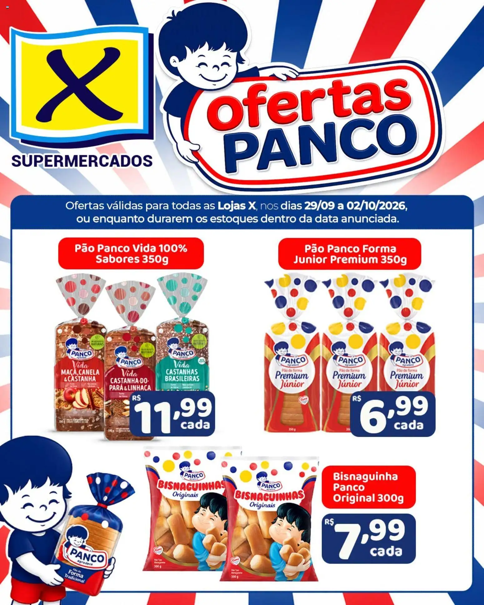 X Supermercados Folheto - válido de 29/09/2026 | Página: 1 | Produtos: Castanhas, Linhaça, Pão, Pão de forma