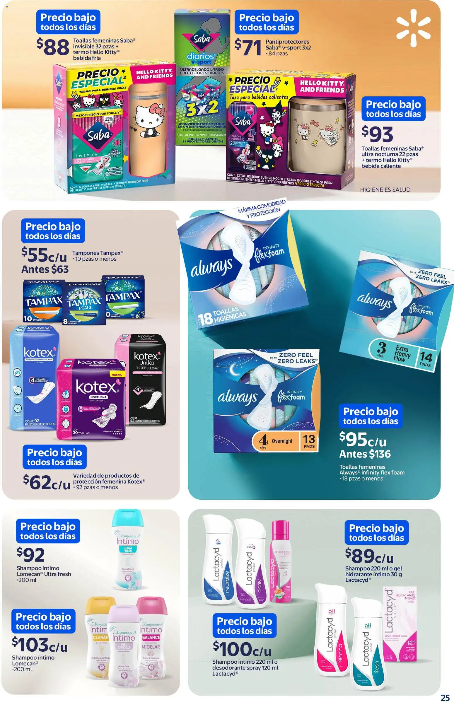 Nuevas ofertas de Walmart válidas en toda la República Mexicana desde el 11/02/2026. ¡Encuentra las mejores ofertas en Walmart folleto! | Página: 25 | Productos: Taza, Tampones, Toallas, Termo