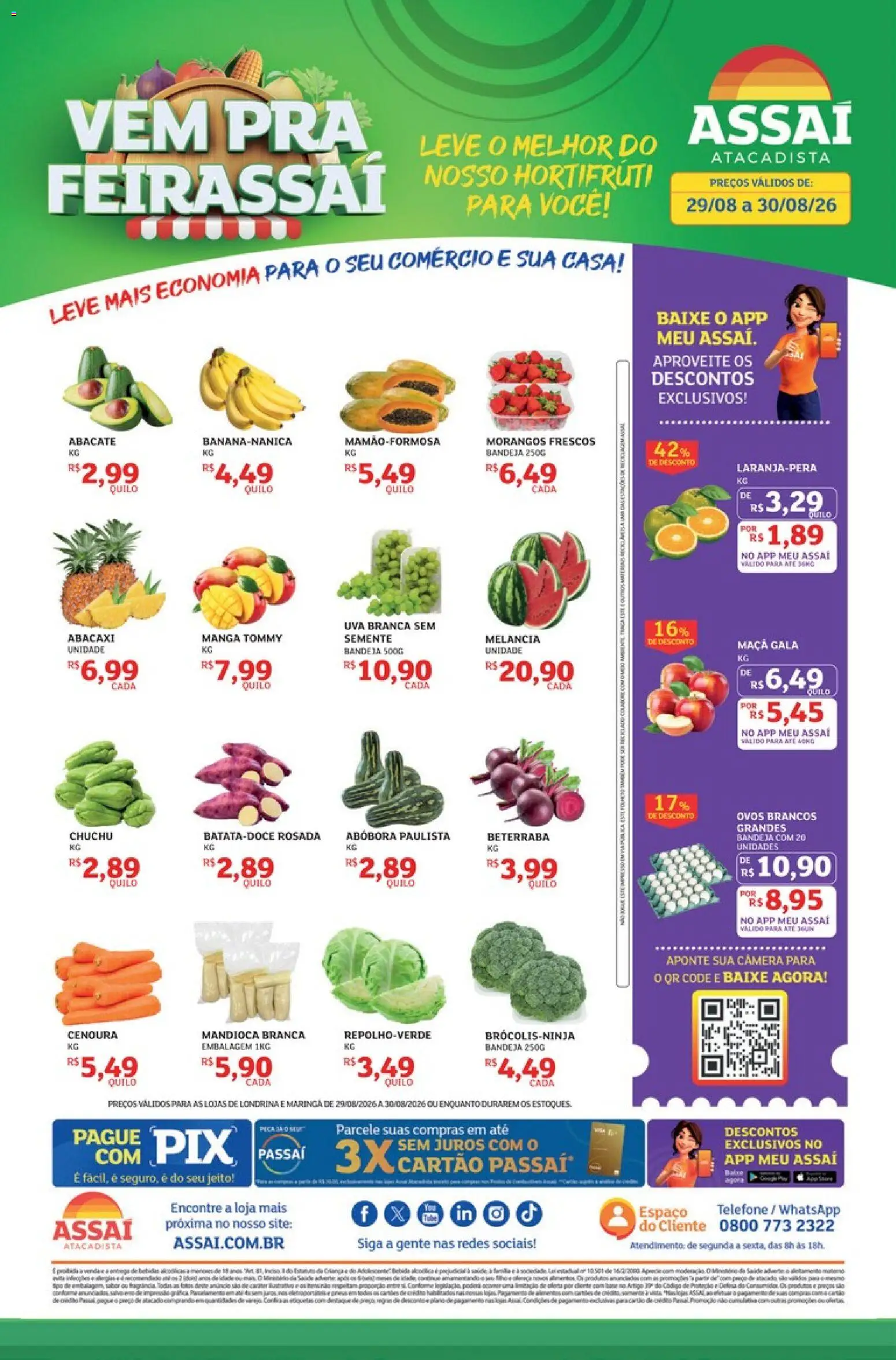 Assaí Atacadista Folheto - válido de 29/08/2026 | Página: 1 | Produtos: Abóbora, Beterraba, Abacaxi, Bandeja