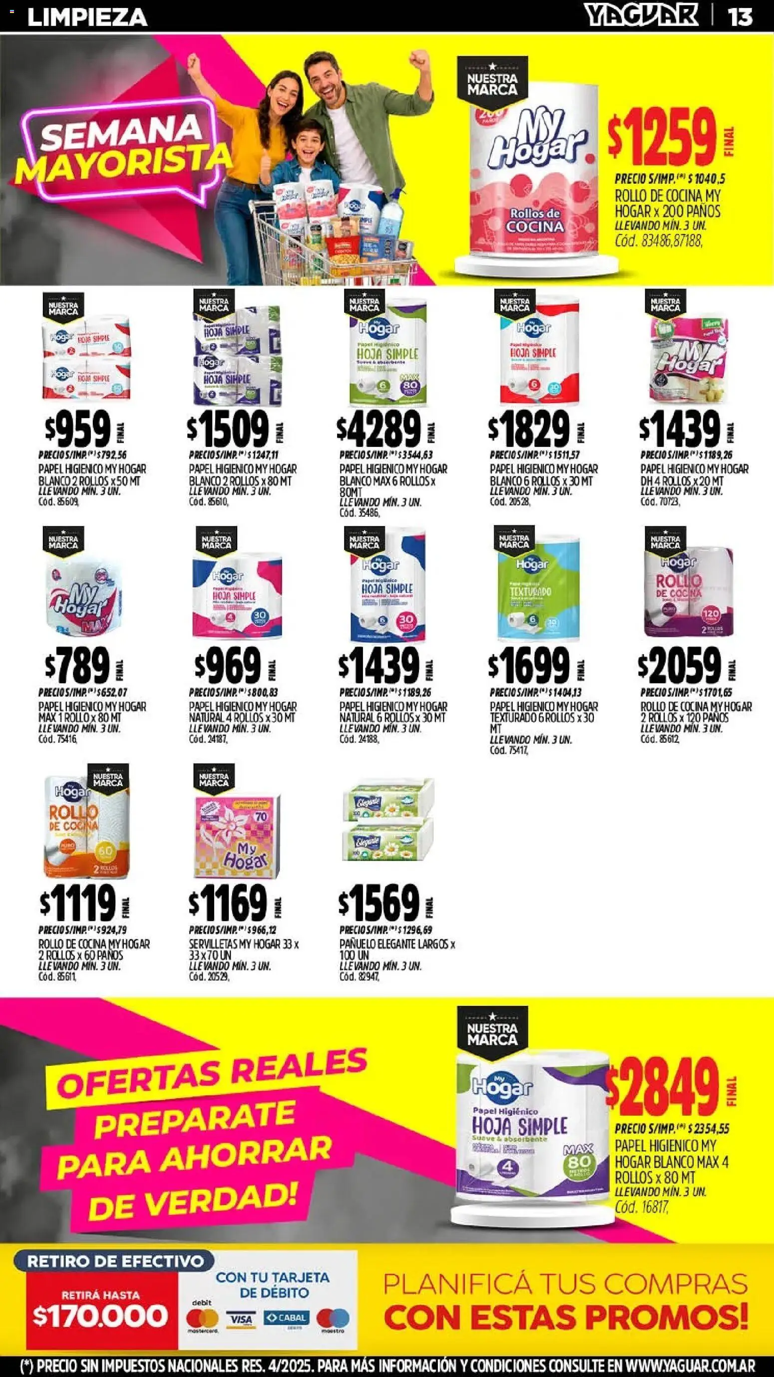 Yaguar - Oferta Semanal Jujuy │ válido desde el 18.05.2026 | Página: 13 | Productos: Papel higiénico, Pañuelo, Cocina, Servilletas
