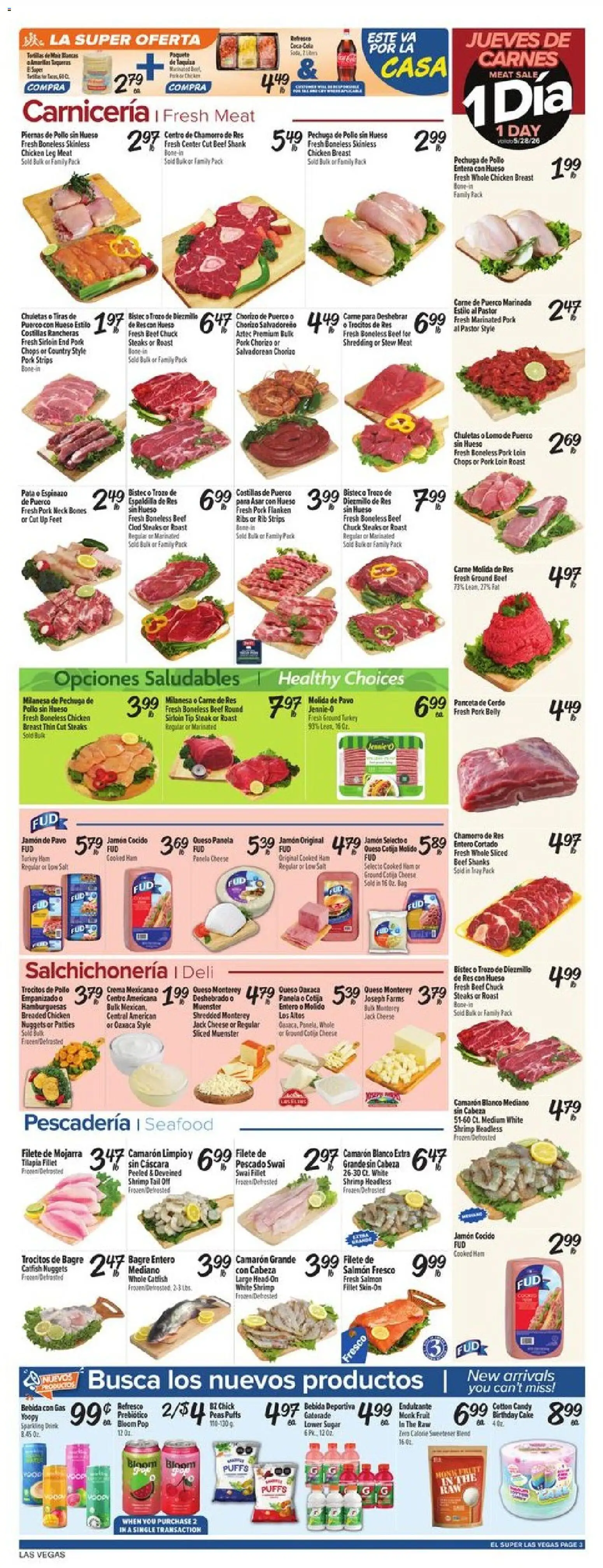 El Super Weekly Ad - NV - valid from 27.05.2026 | Page: 3 | Products: Ham, Salt, Sugar, Seafood