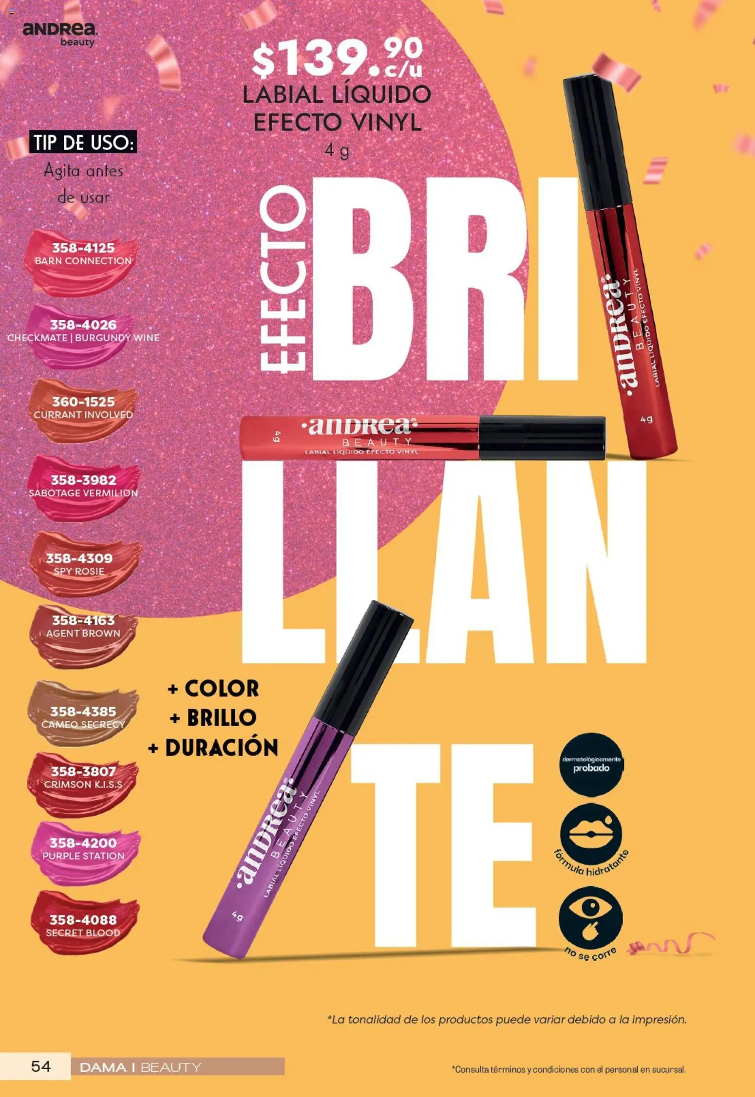 Nuevas ofertas de Andrea válidas en toda la República Mexicana desde el 12/07/2026. ¡Encuentra las mejores ofertas en Andrea catálogo Fiestas y Celebraciones! | Página: 54 | Productos: Brillo
