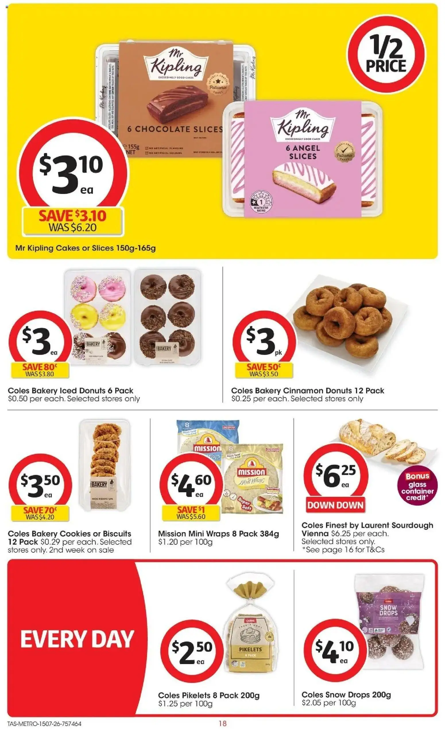 Coles catalogue - valid from 15/07/2026 | Page: 18 | Products: Donuts, Chocolate, Wheat, Bakery