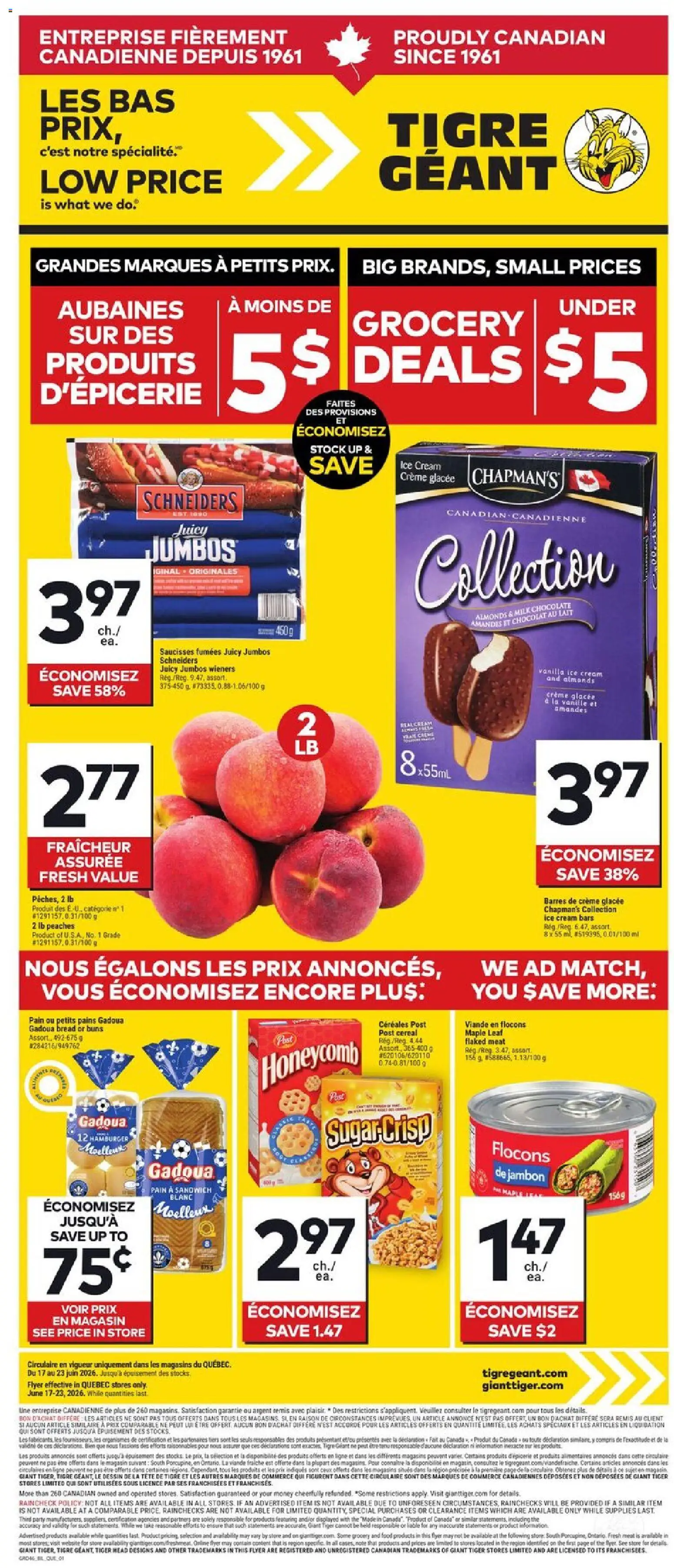 Giant Tiger flyer valid from 17.06.2026 | Page: 1 | Products: Ice cream, Milk, Bread, Chocolate