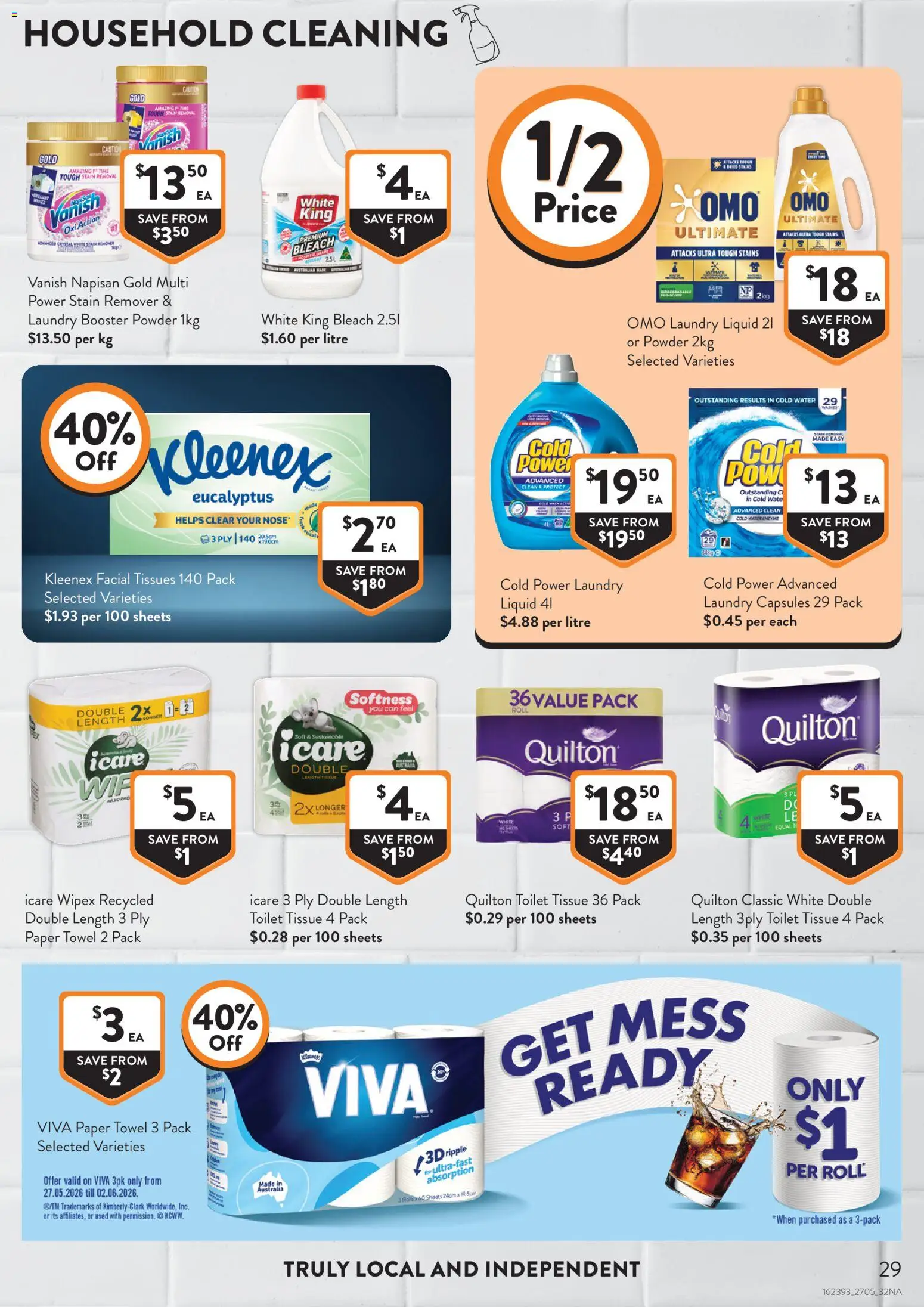 Foodworks catalogue - valid from 25.05.2026 | Page: 29 | Products: Powder, Water, Laundry, Tissues