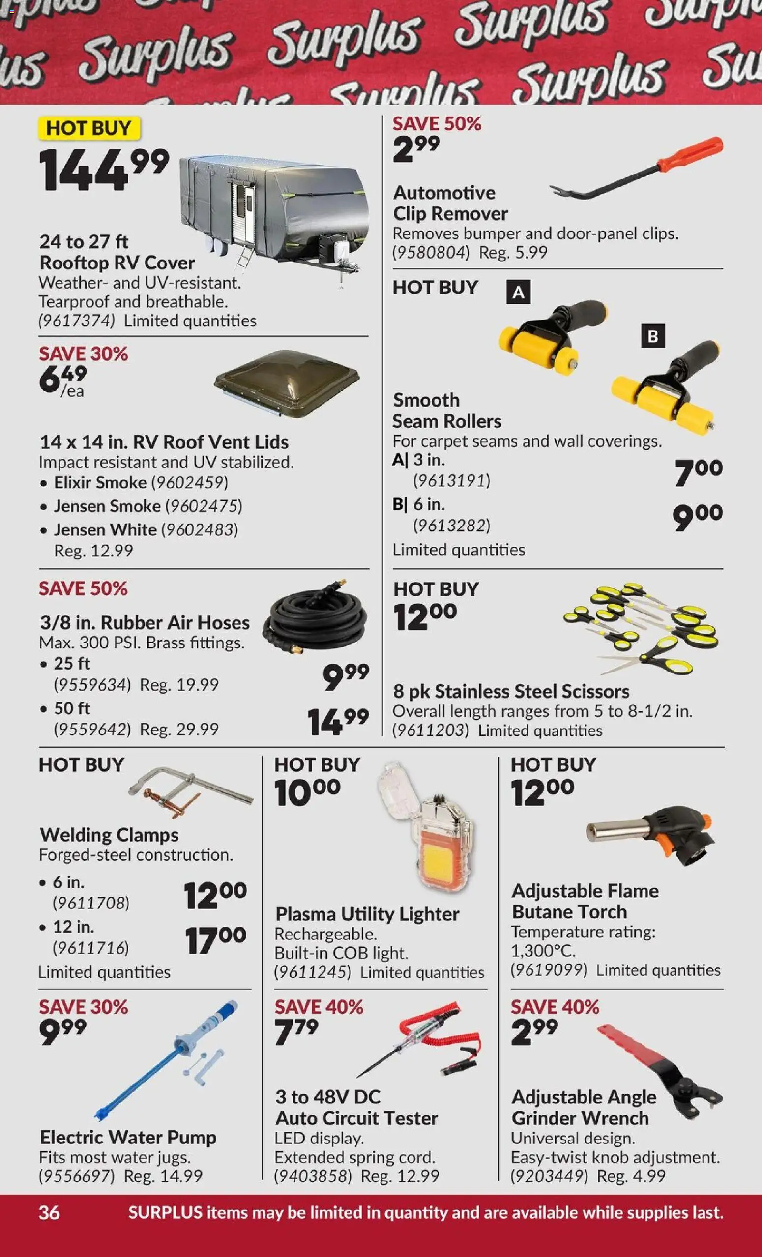 Princess Auto flyer valid from Aug 11, 2026 | Page: 43 | Products: Water, Grinder, Lids, Carpet