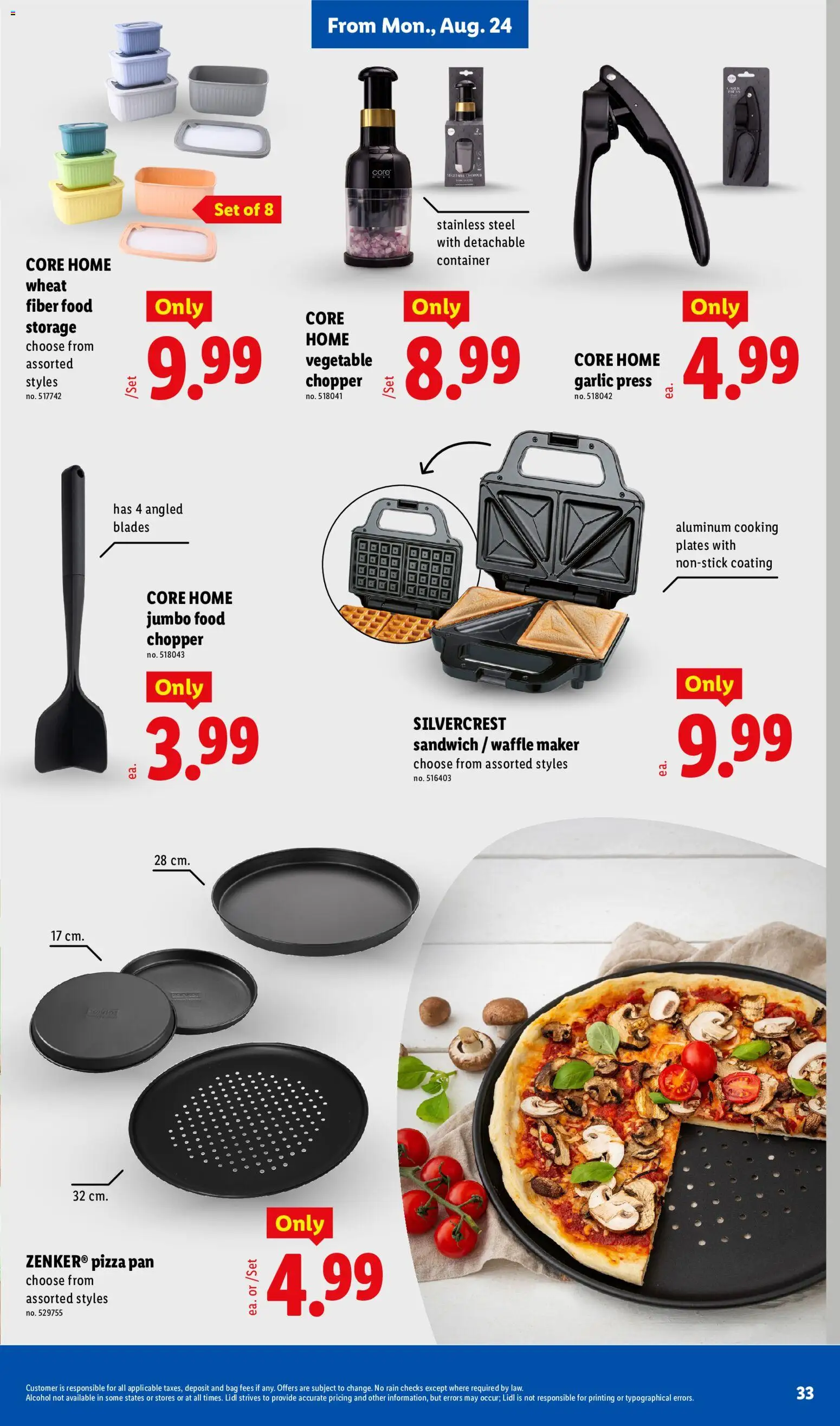 Lidl Weekly Ad - valid from 08/19/2026 | Page: 33 | Products: Pan, Pizza, Garlic, Bag