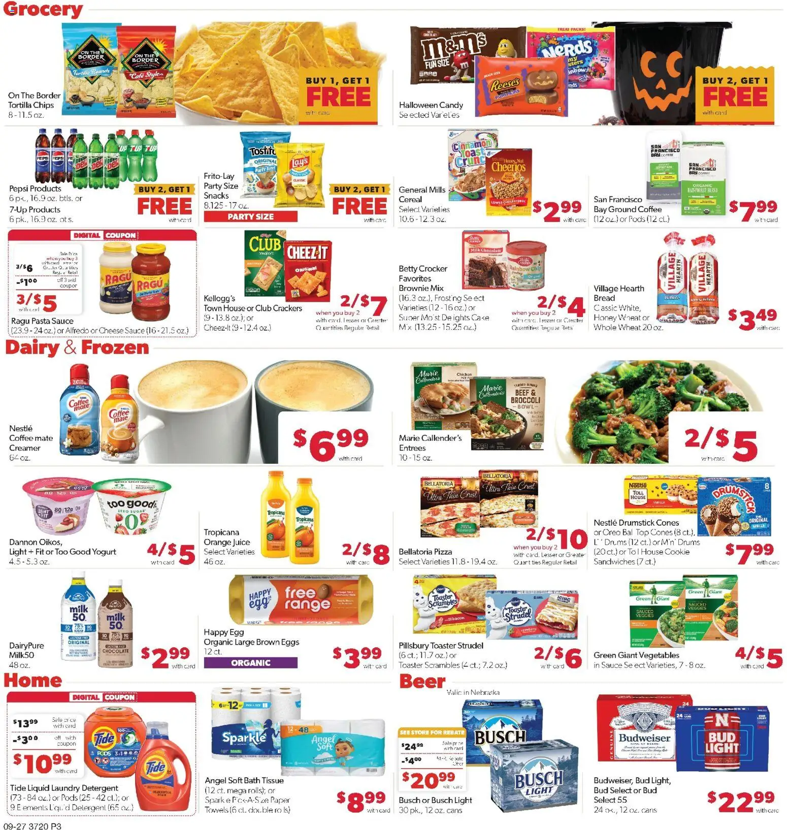 Family Fare Weekly Ad - NE - valid from 09/27/2026 | Page: 3 | Products: Chicken, Bread, Juice, Sauce