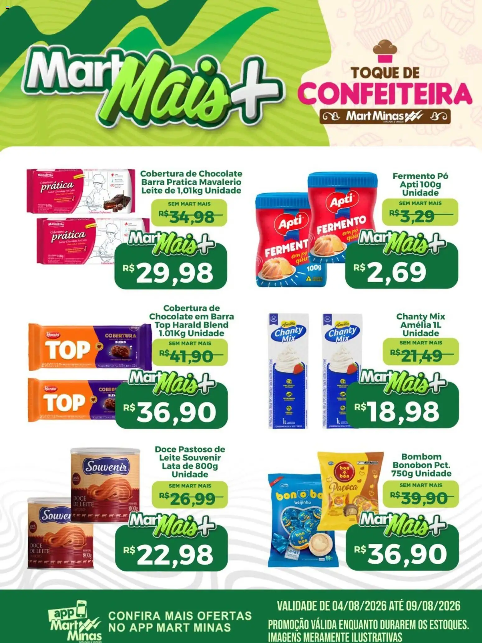 Mart Minas Folheto - válido de 04/08/2026 | Página: 2 | Produtos: Pó, Chocolate, Chocolate em barra, Bombom