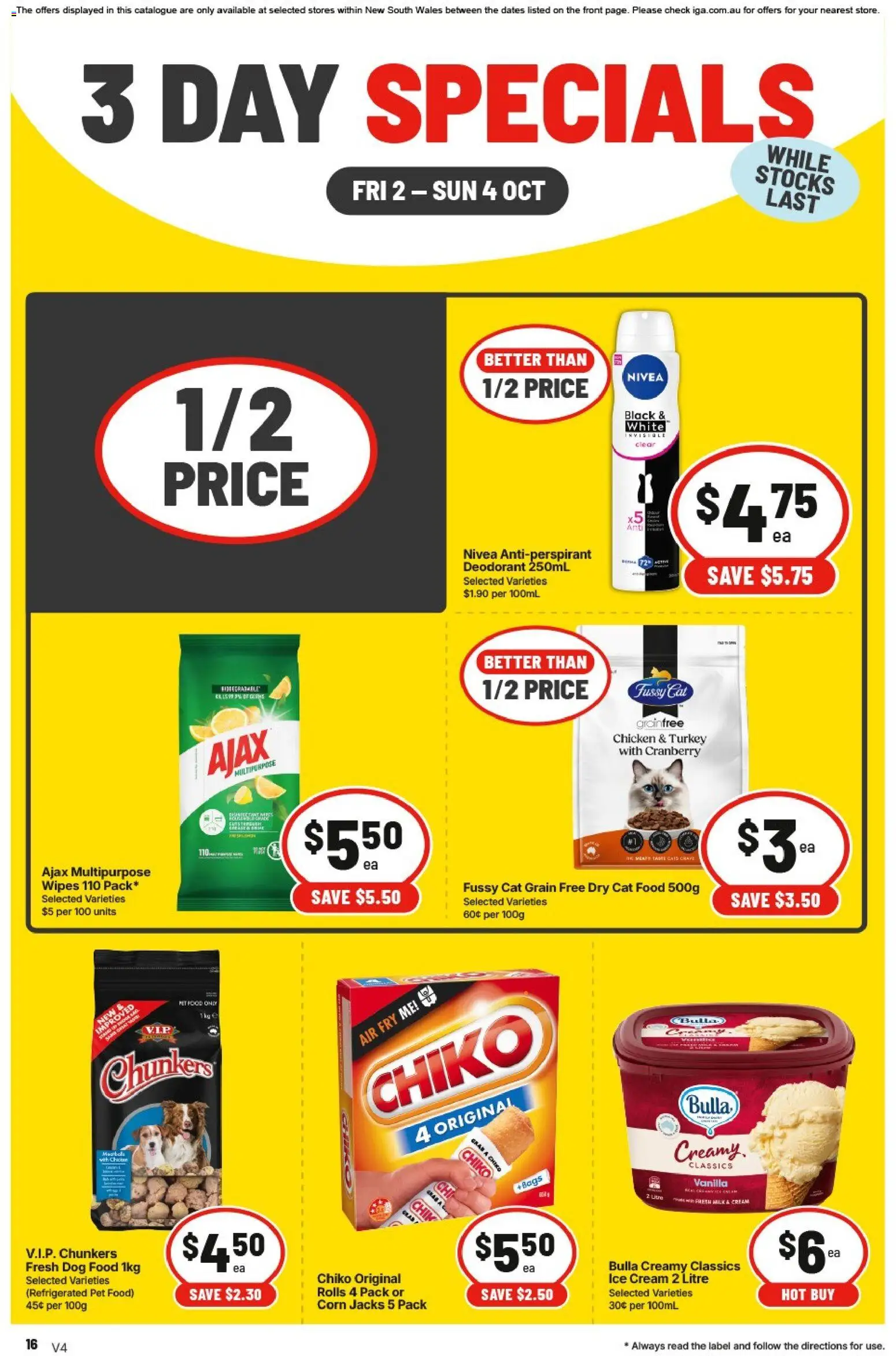 IGA catalogue - valid from 02/10/2026 | Page: 4 | Products: Chicken, Deodorant, Dog food, Ice cream