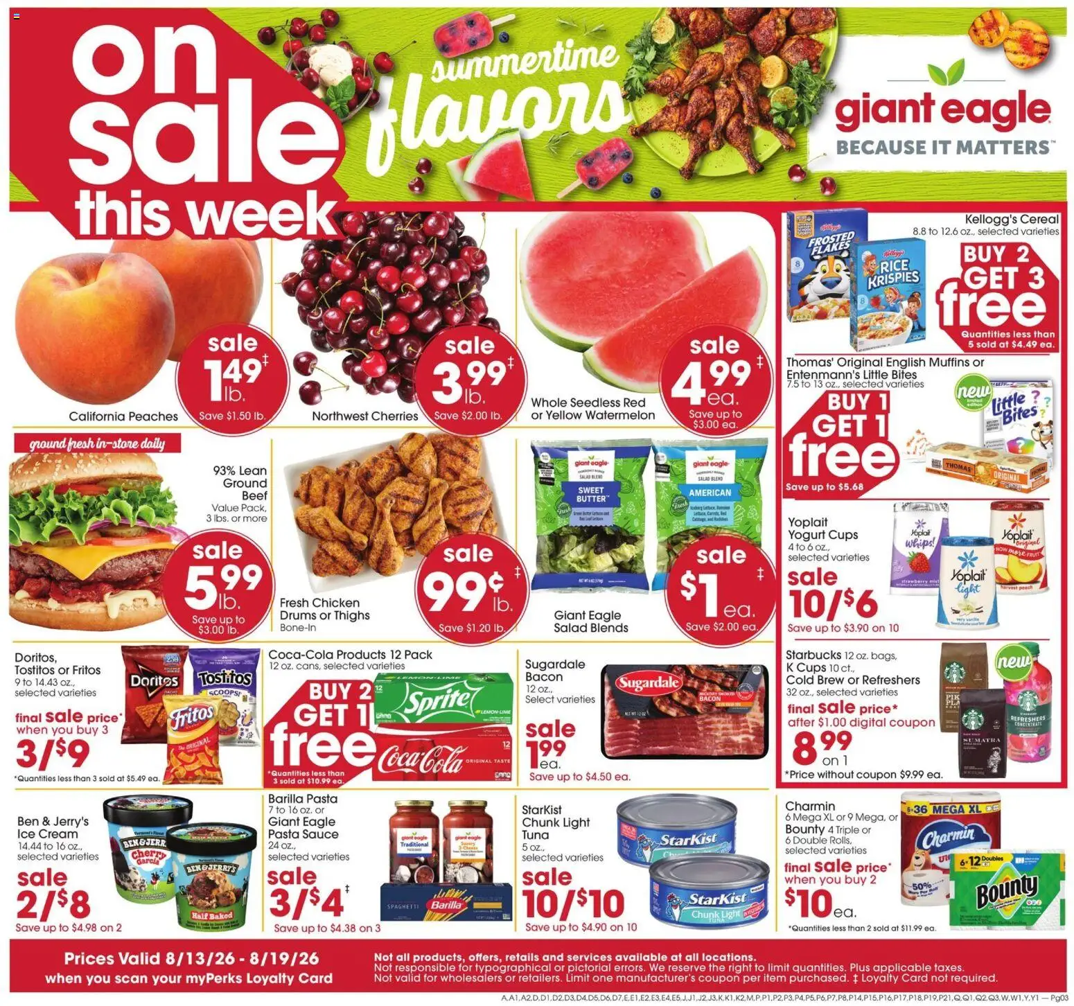 Giant Eagle Weekly Ad - valid from 08/13/2026 | Page: 1 | Products: Yogurt, Sauce, Peach, Phone