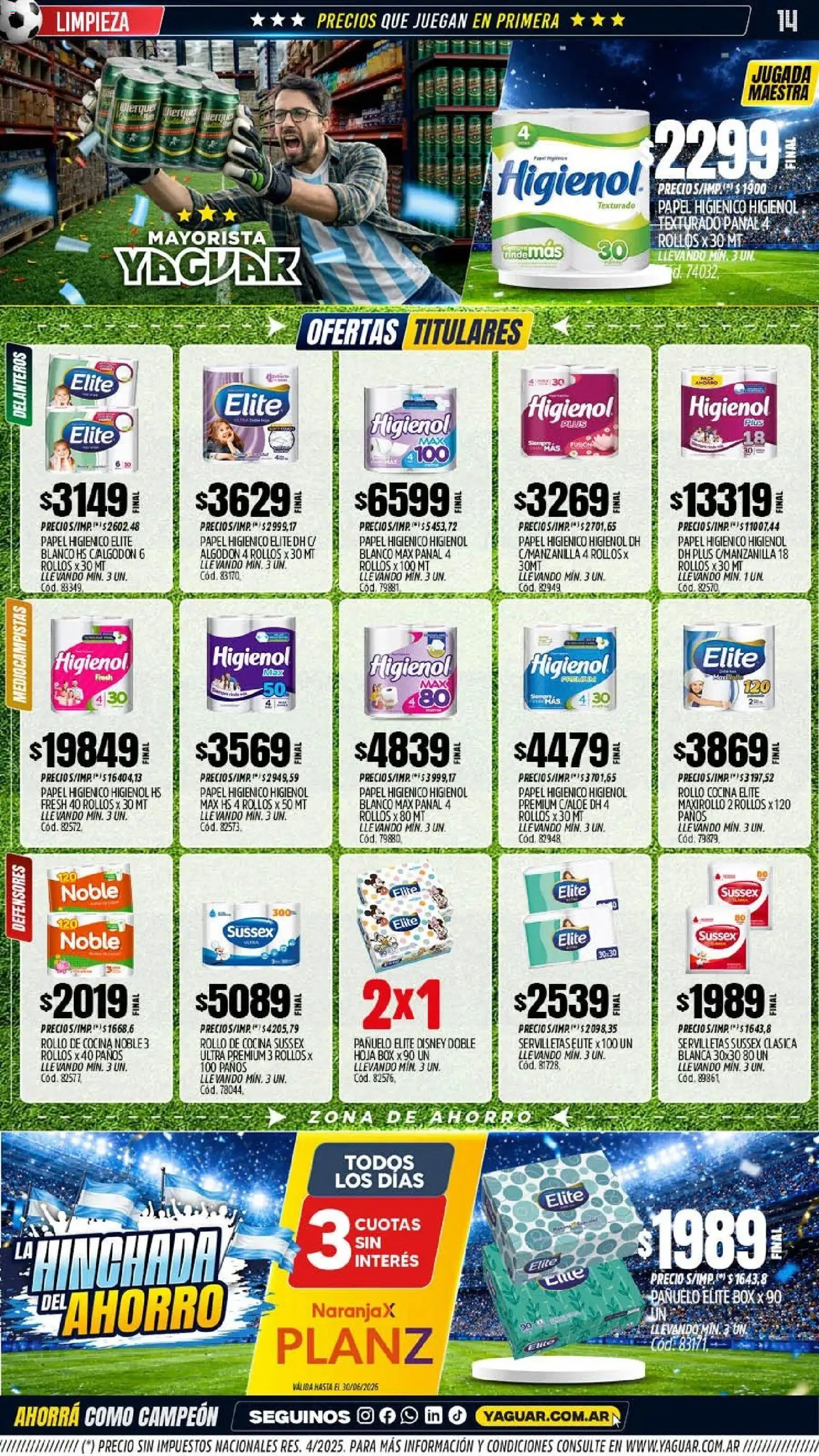 Yaguar - Oferta Semanal Trelew │ válido desde el 08.06.2026 | Página: 15 | Productos: Papel higiénico, Pañuelo, Cocina, Servilletas