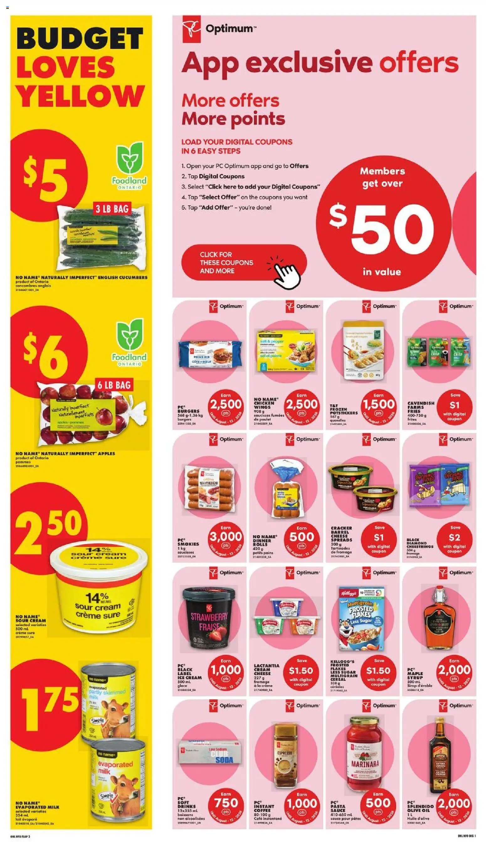No Frills flyer valid from Jul 23, 2026 | Page: 10 | Products: Cream, Cucumbers, Coffee, Apples