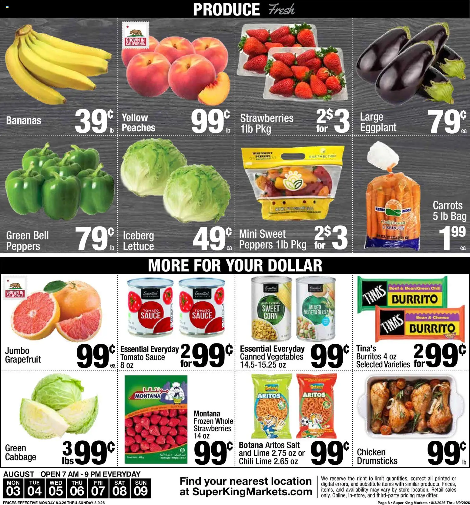 Super King Ad - valid from 08/03/2026 | Page: 8 | Products: Salt, Eggplant, Cabbage, Bag