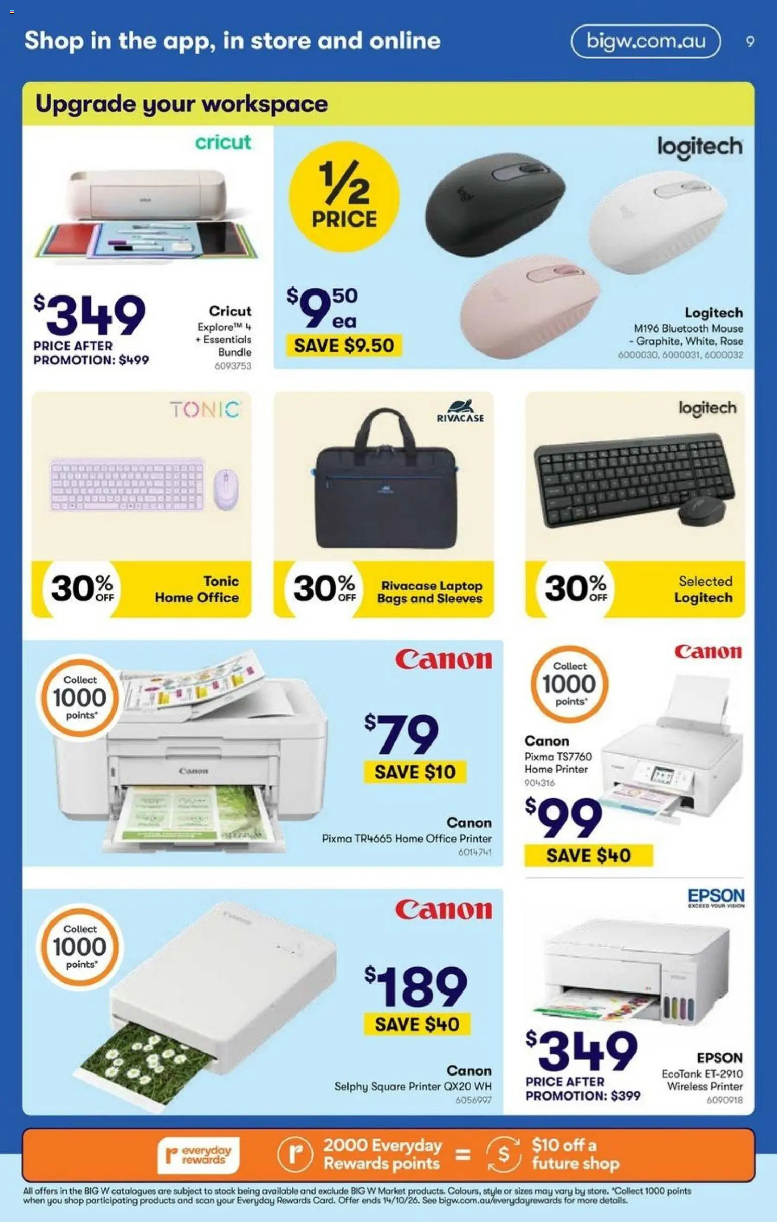 Big W catalogue - valid from 01/10/2026 | Page: 9 | Products: Tonic, Printer, Mouse, Laptop