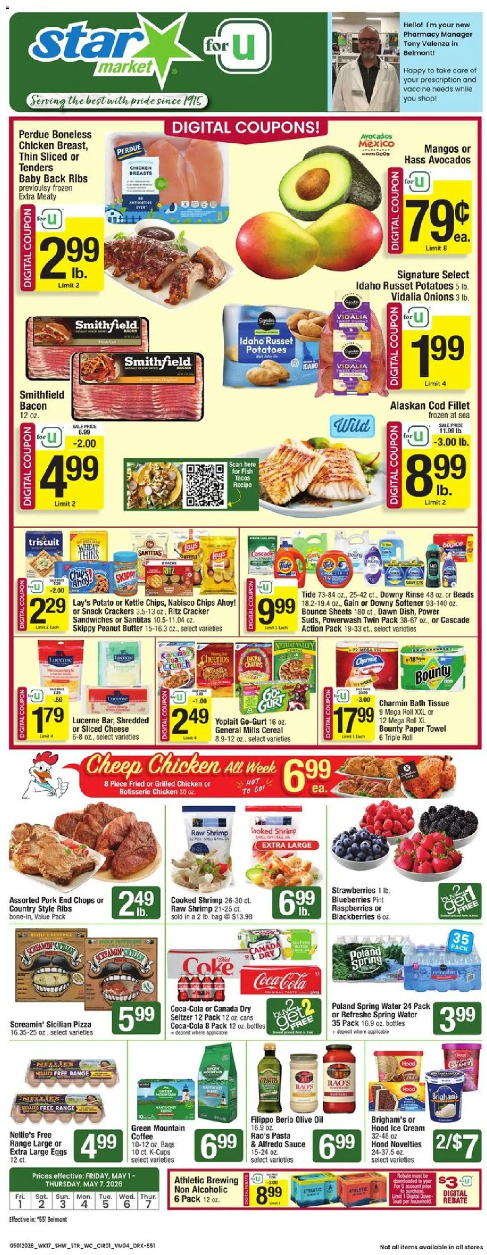 Star Market Weekly Ad - MA - valid from 01.05.2026 | Page: 1 | Products: Pasta, Sauce, Blueberries, Bag