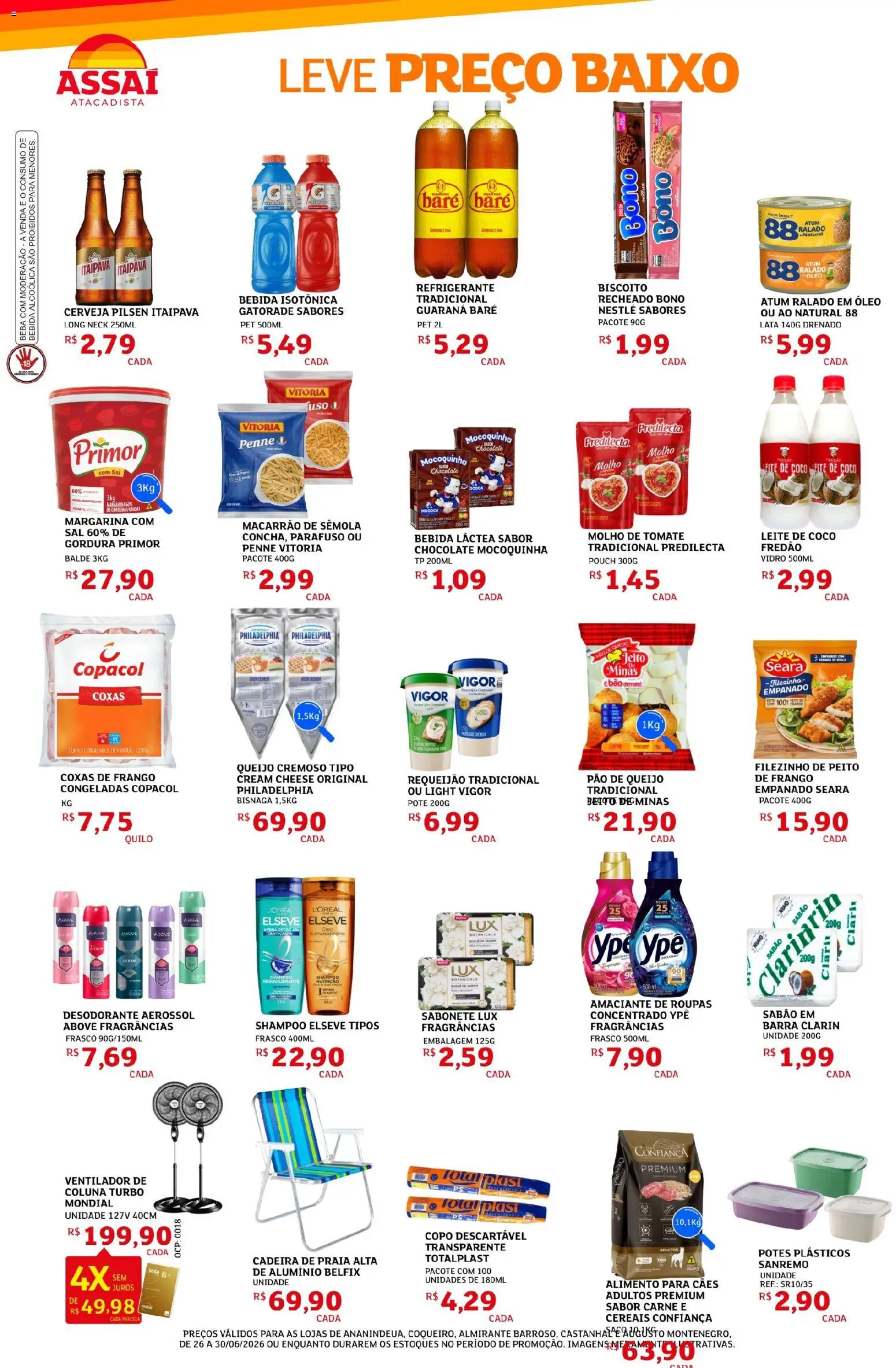 Assaí Atacadista Folheto - válido de 29/06/2026 | Página: 2 | Produtos: Ventilador, Cerveja, Carne, Bebida