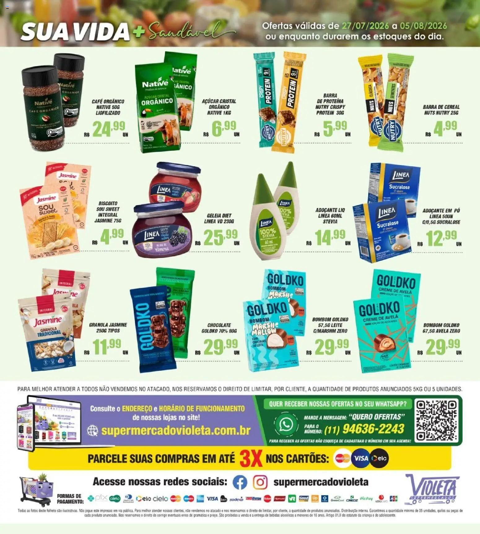 Violeta Supermercados Folheto - válido de 27/07/2026 | Página: 2 | Produtos: Geleia, Granola, Creme, Avelã