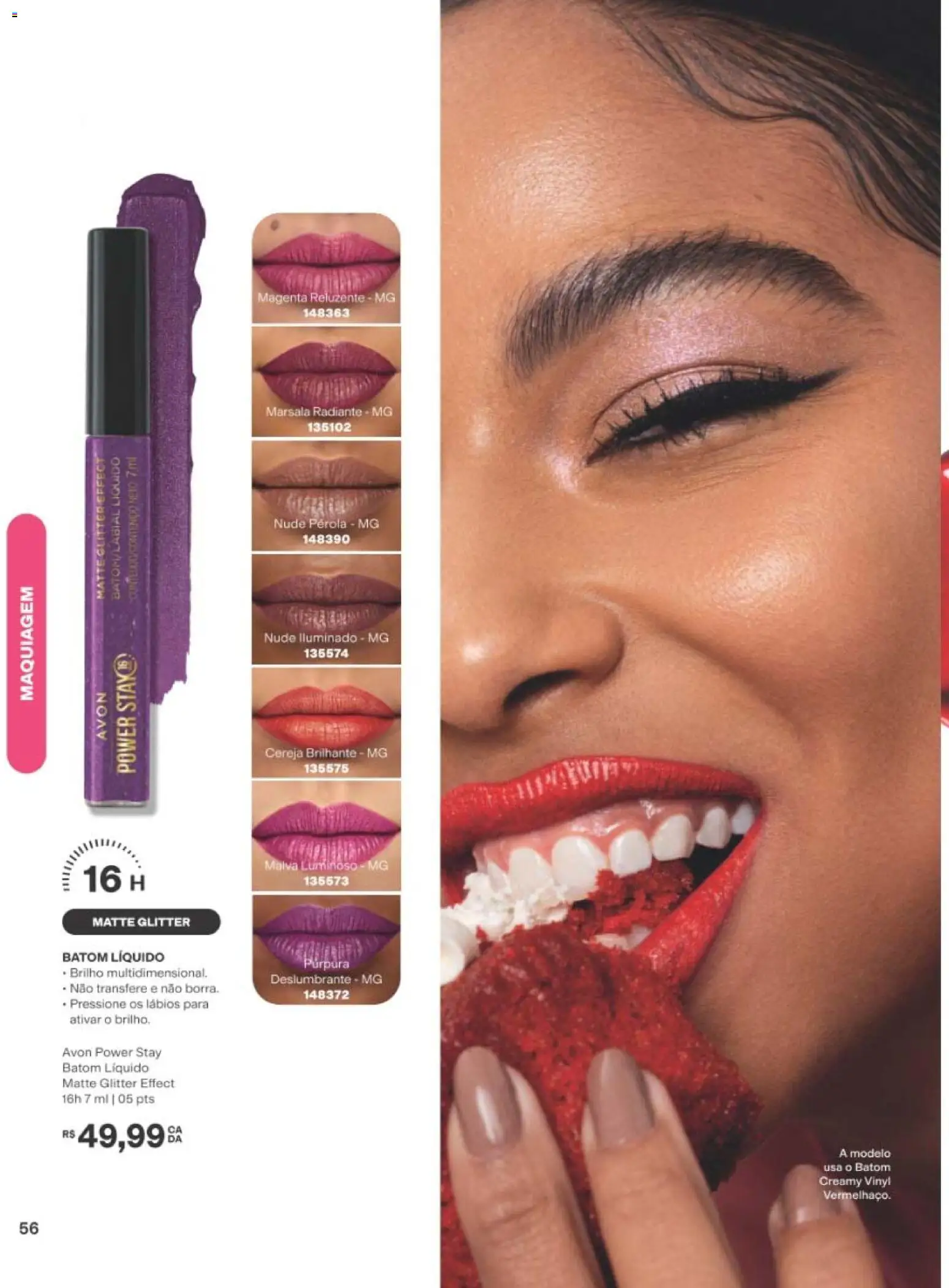Avon Folheto - válido de 29/06/2026 | Página: 56 | Produtos: Cereja, Maquiagem, Batom