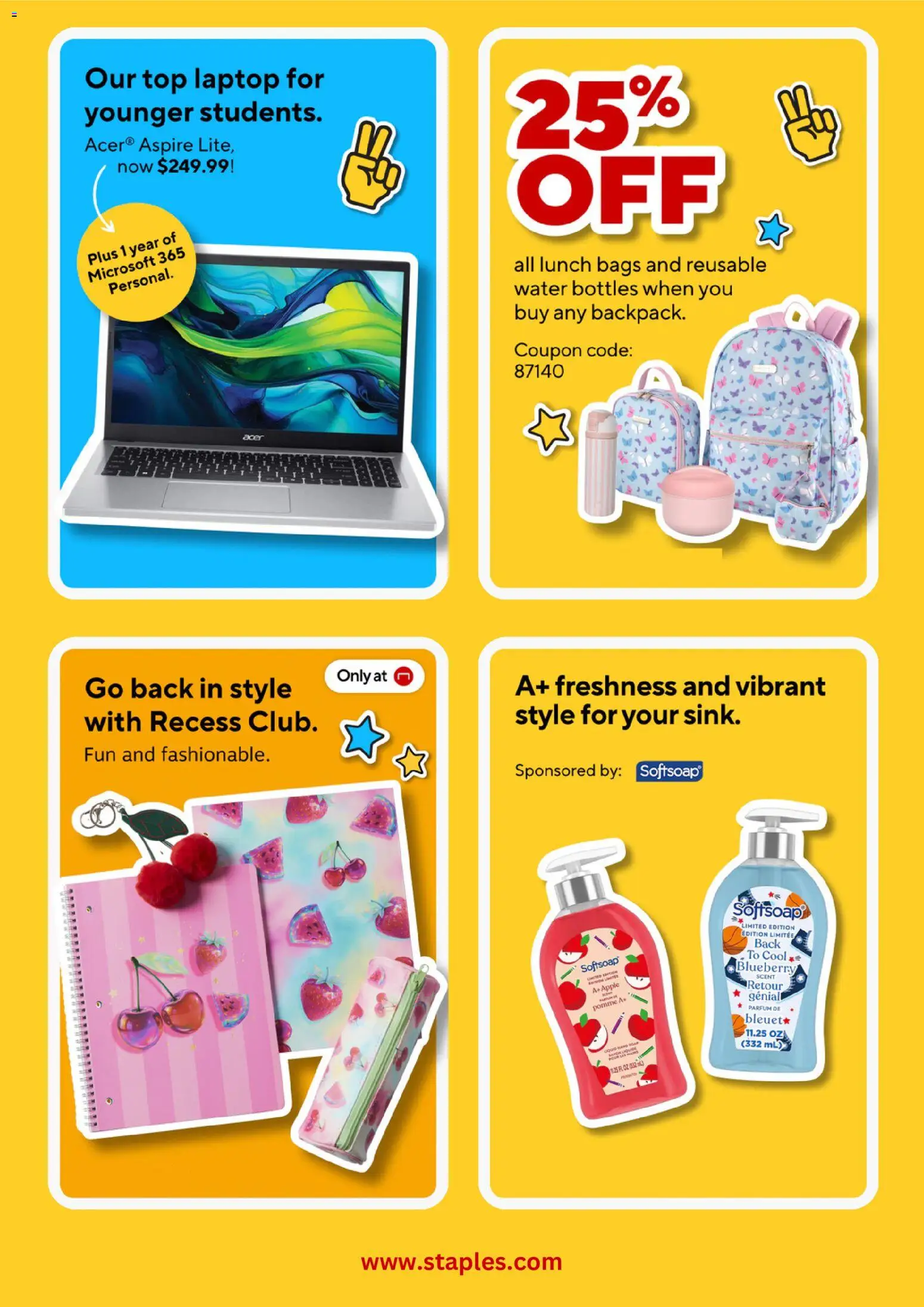 Staples Weekly Ad - valid from 07/19/2026 | Page: 3 | Products: Water, Laptop