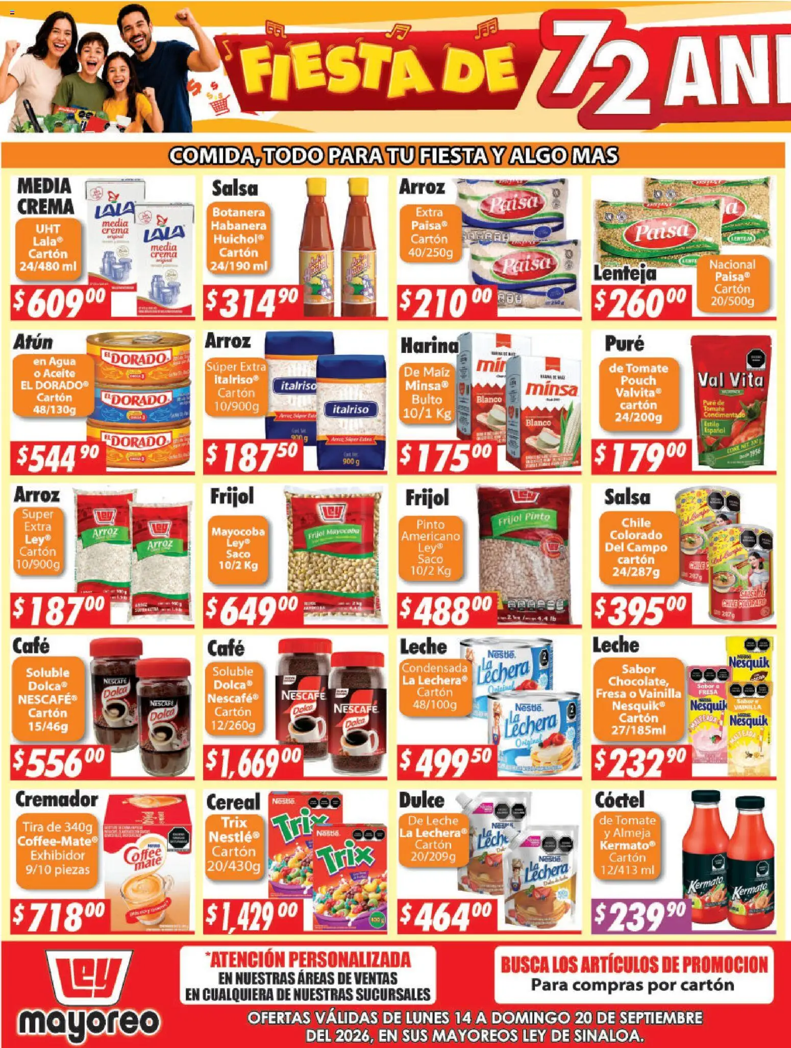 Nuevas ofertas de Casa Ley válidas en toda la República Mexicana desde el 14/09/2026. ¡Encuentra las mejores ofertas en Casa Ley folleto Sinaloa! | Página: 3 | Productos: Crema, Tomate, Café, Vainilla