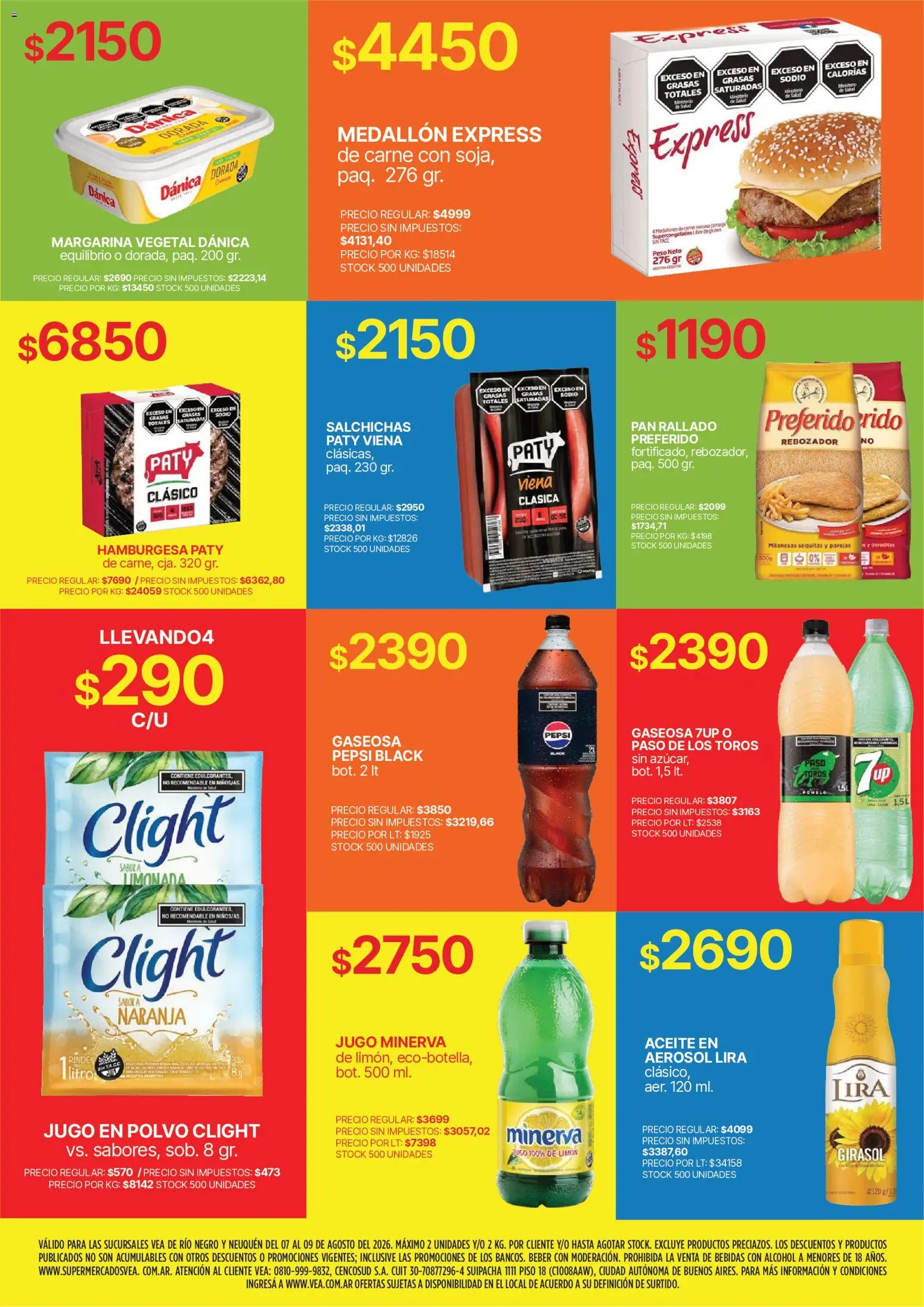 Vea - Volante fin de semana Patagonia │ válido desde el 07/08/2026 | Página: 7 | Productos: Milanesas, Aceite, Gaseosa, Salchichas