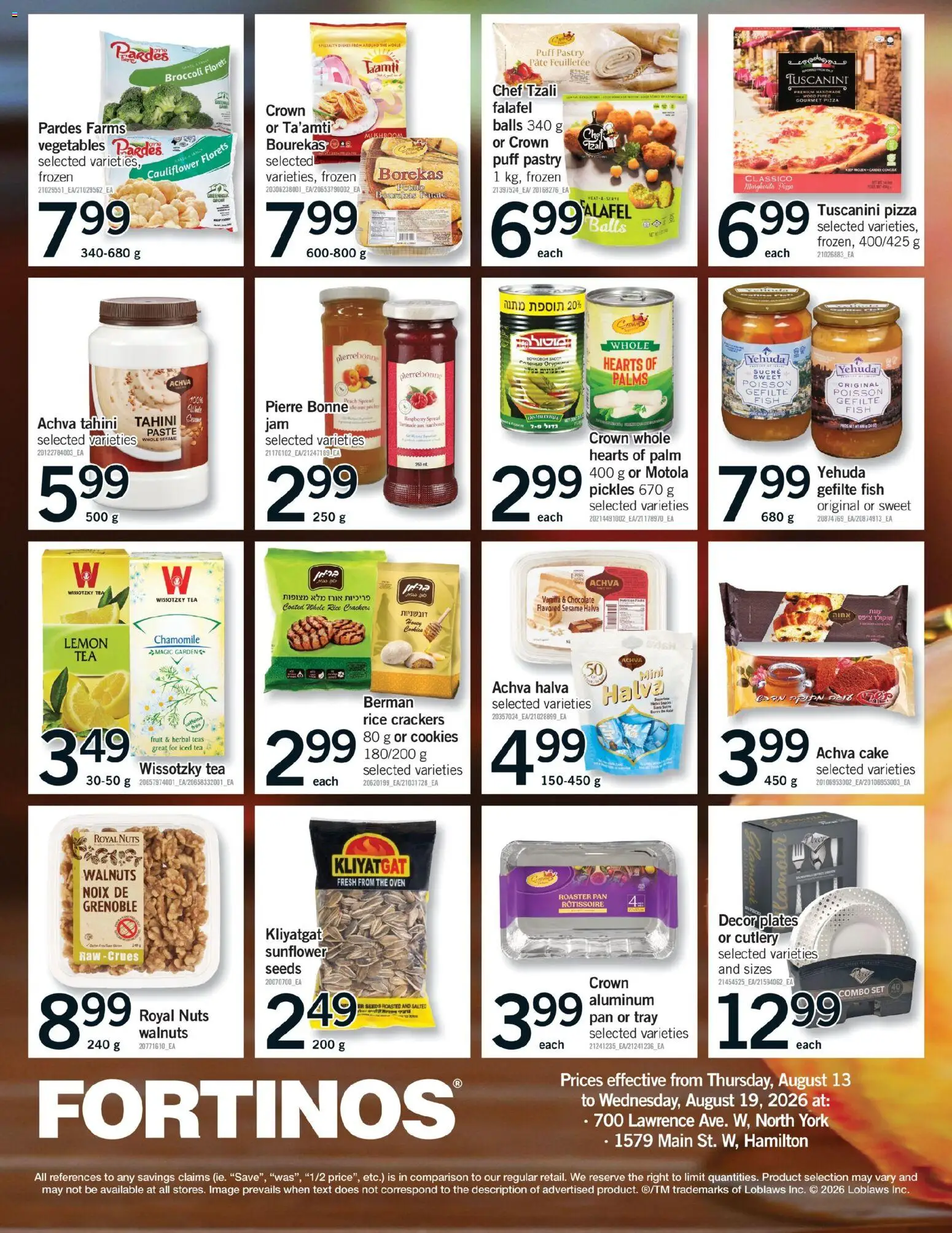 Fortinos flyer valid from Aug 13, 2026 | Page: 26 | Products: Rice, Broccoli, Vanilla, Chocolate