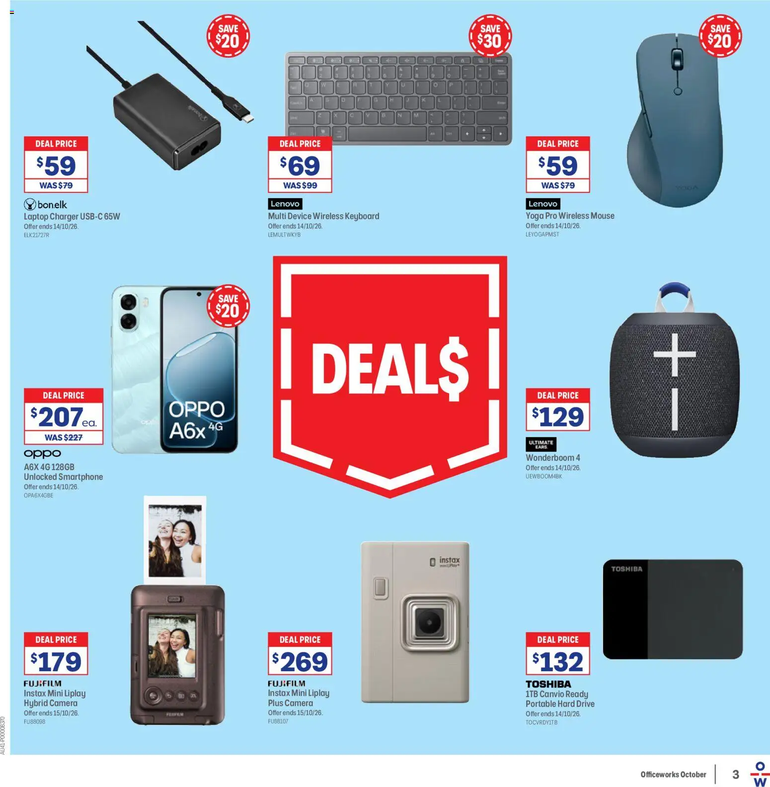 Officeworks catalogue - valid from 01/10/2026 | Page: 3 | Products: Smartphone, Camera, Laptop, Portable