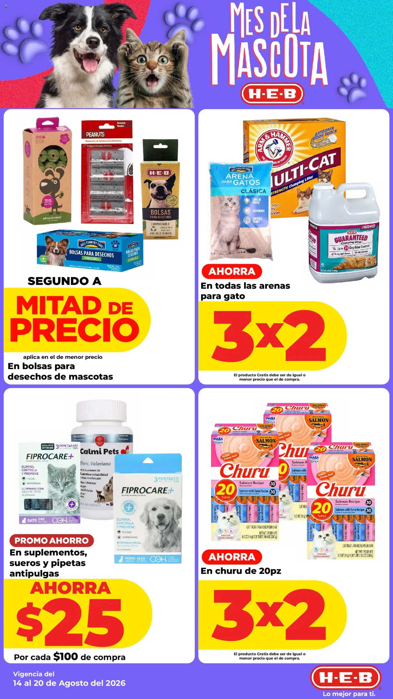 Nuevas ofertas de H-E-B válidas en toda la República Mexicana desde el 14/08/2026. ¡Encuentra las mejores ofertas en H-E-B folleto! | Página: 13 | Productos: Arena para gatos, Salmón