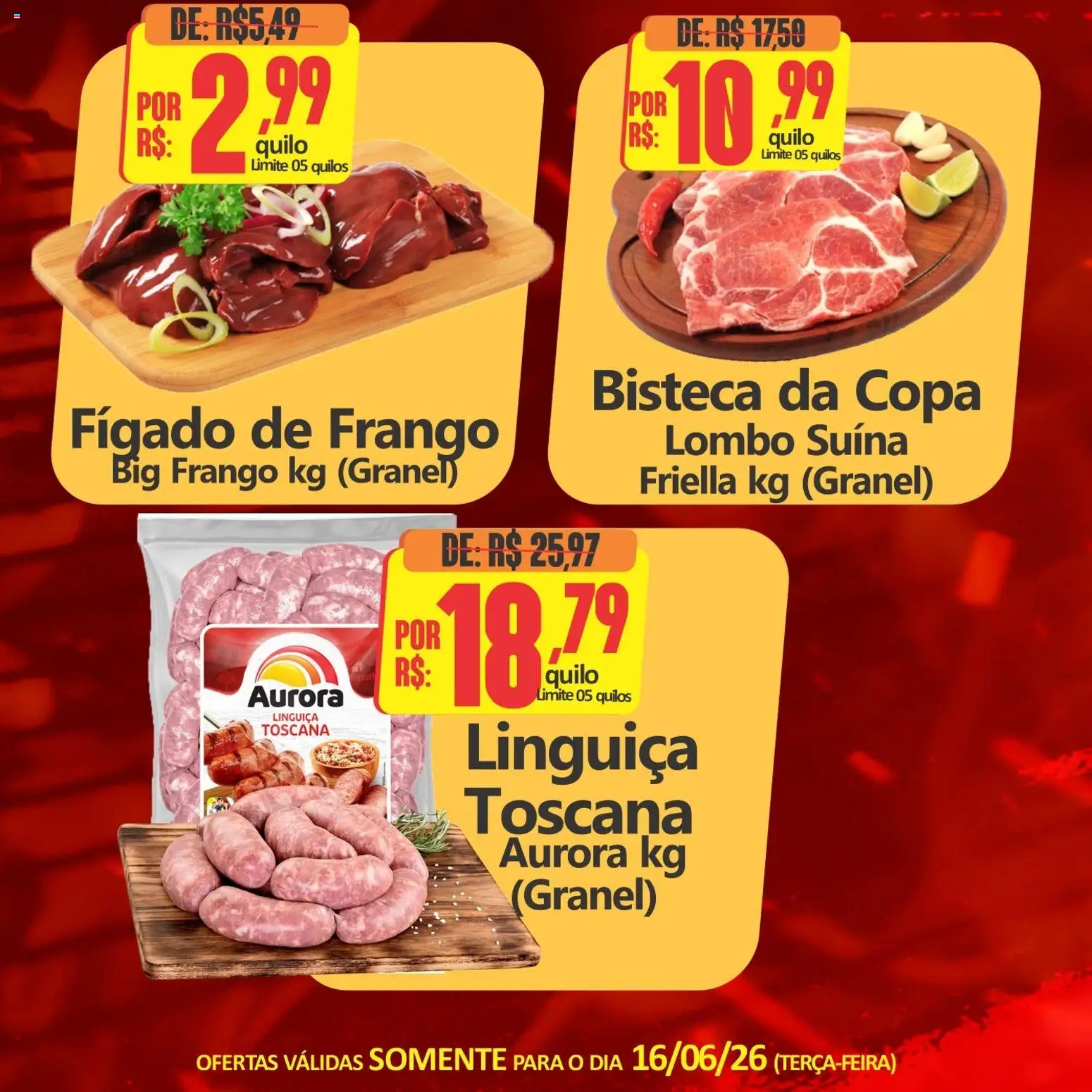 Big Supermercados Folheto - válido de 16.06.2026 | Página: 3 | Produtos: Linguiça, Lombo, Copa, Frango