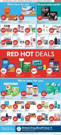 Preview of Shoppers flyer / circulaire from shop Shoppers valid from Sep 5, 2026 | Page: 3 | Products: Protein bar, Probiotics, Shoes, Omega