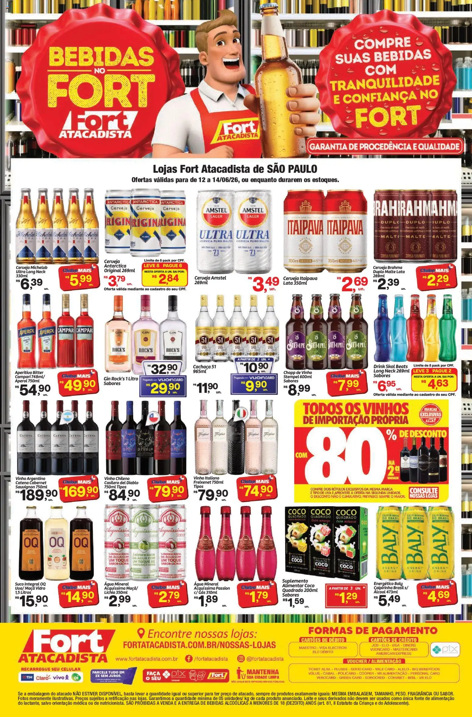Fort Atacadista Folheto - válido de 12.06.2026 | Página: 1 | Produtos: Energético, Cachaça, Gin, Campari