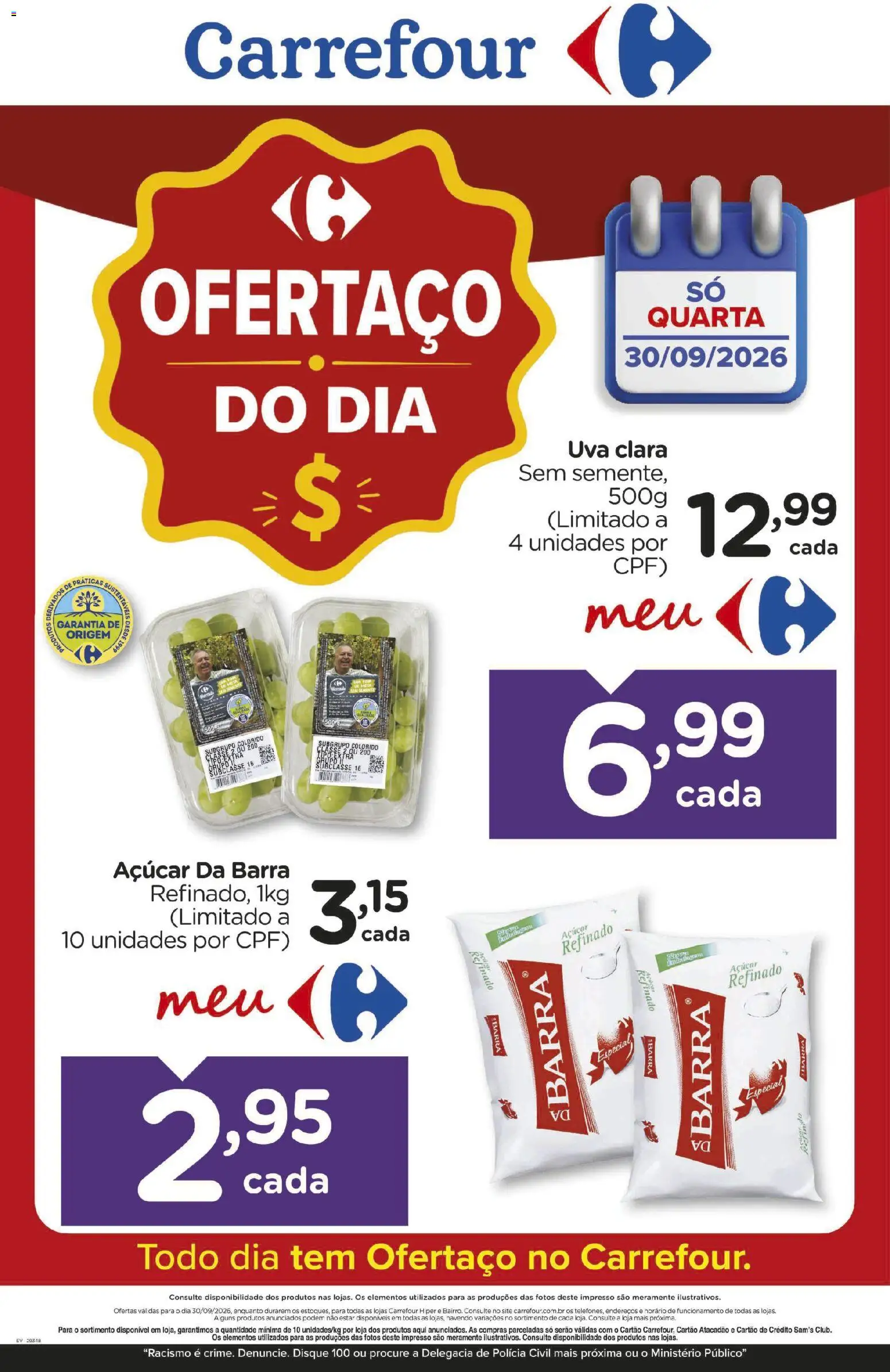 Carrefour Folheto - válido de 30/09/2026 | Página: 1 | Produtos: Uva, Açúcar