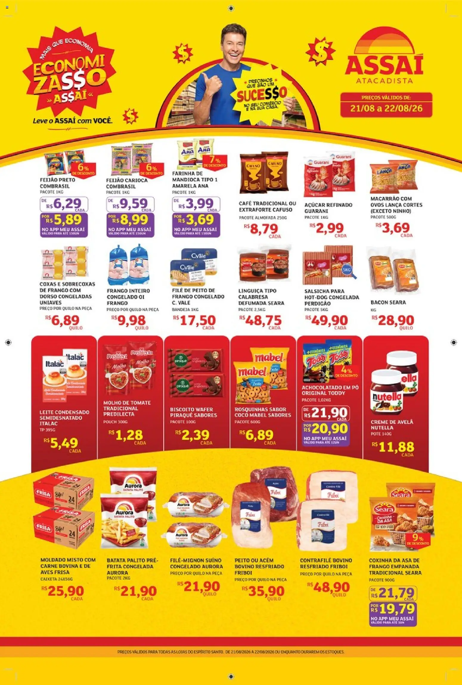 Assaí Atacadista Folheto - válido de 21/08/2026 | Página: 1 | Produtos: Pó, Frango inteiro, Ovos, Creme de avelã