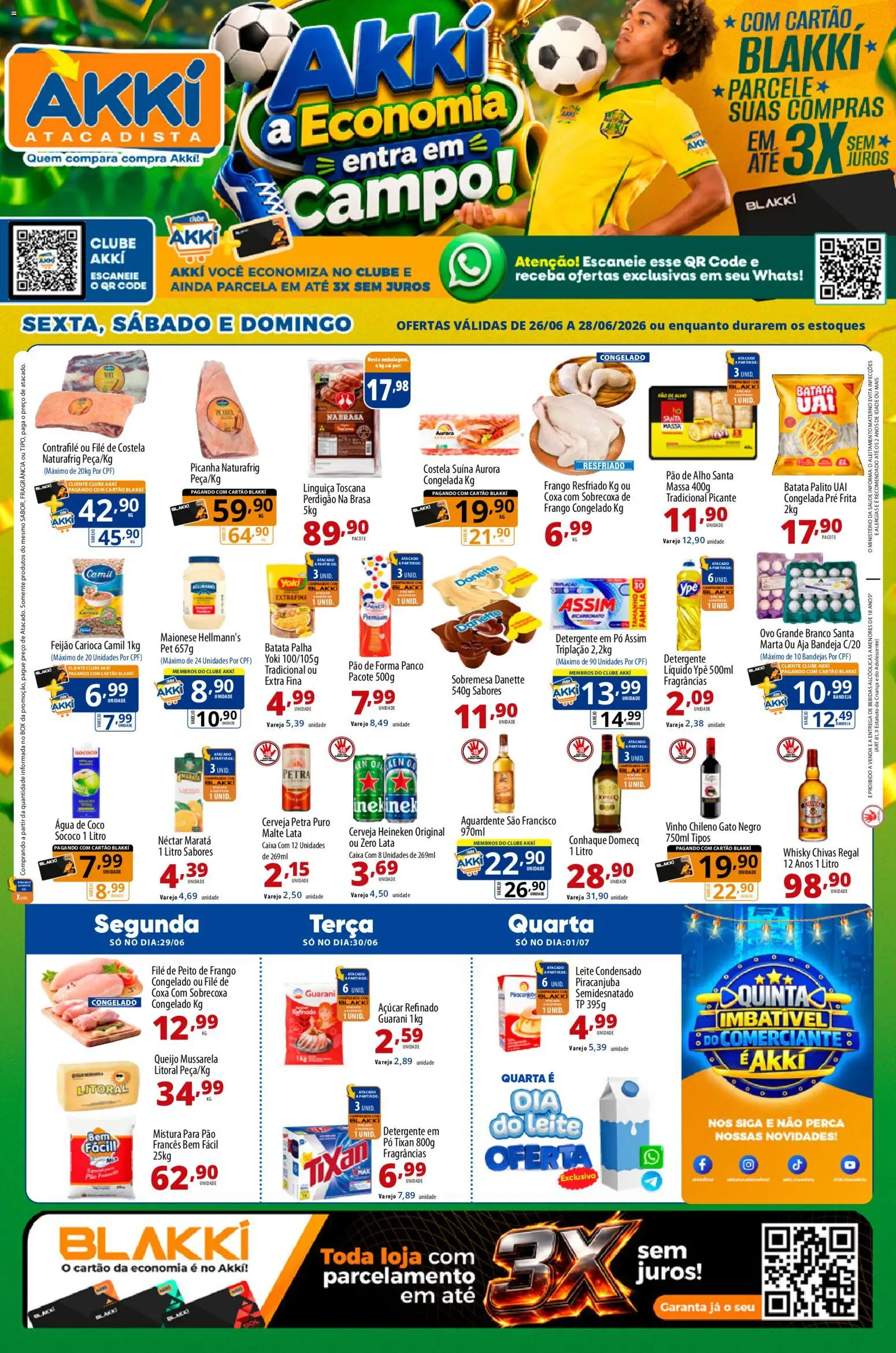Akki Atacadista Folheto - válido de 26/06/2026 | Página: 1 | Produtos: Feijão, Fragrância, Cerveja, Cerveja Heineken