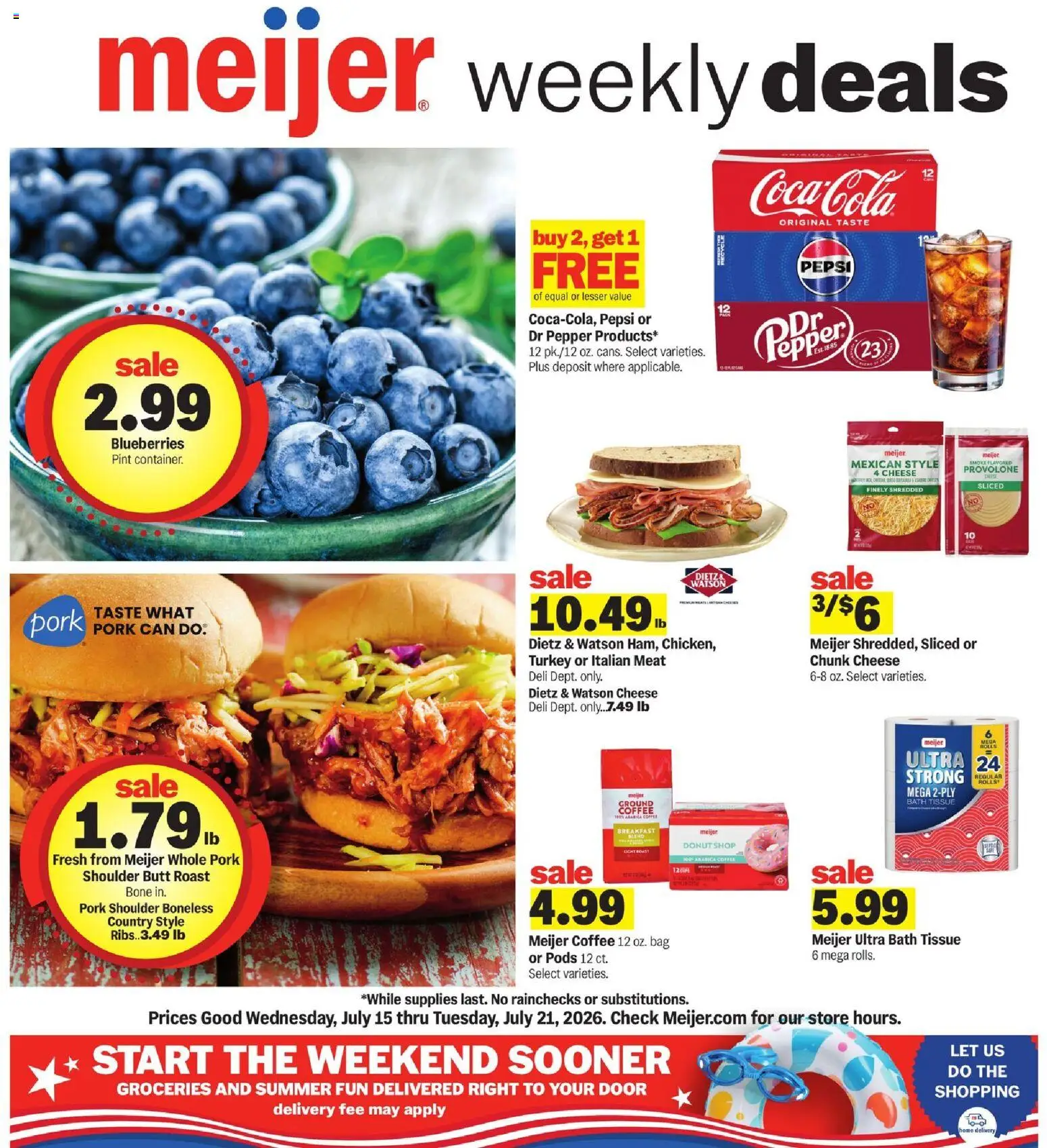 Meijer Weekly Ad - valid from 07/15/2026 | Page: 1 | Products: Bath, Pepper, Bag, Pepsi