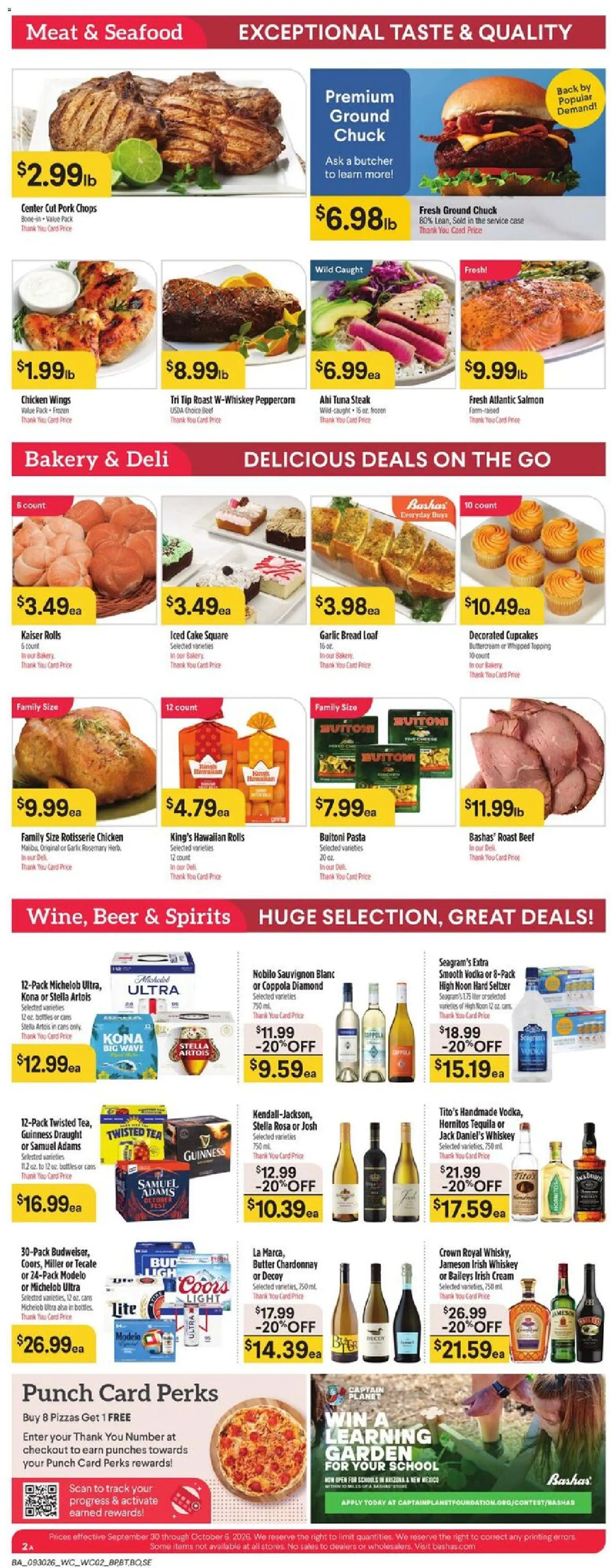 Basha's Weekly Ad - valid from 09/30/2026 | Page: 2 | Products: Bakery, Jack Daniel's, Jameson, Bread