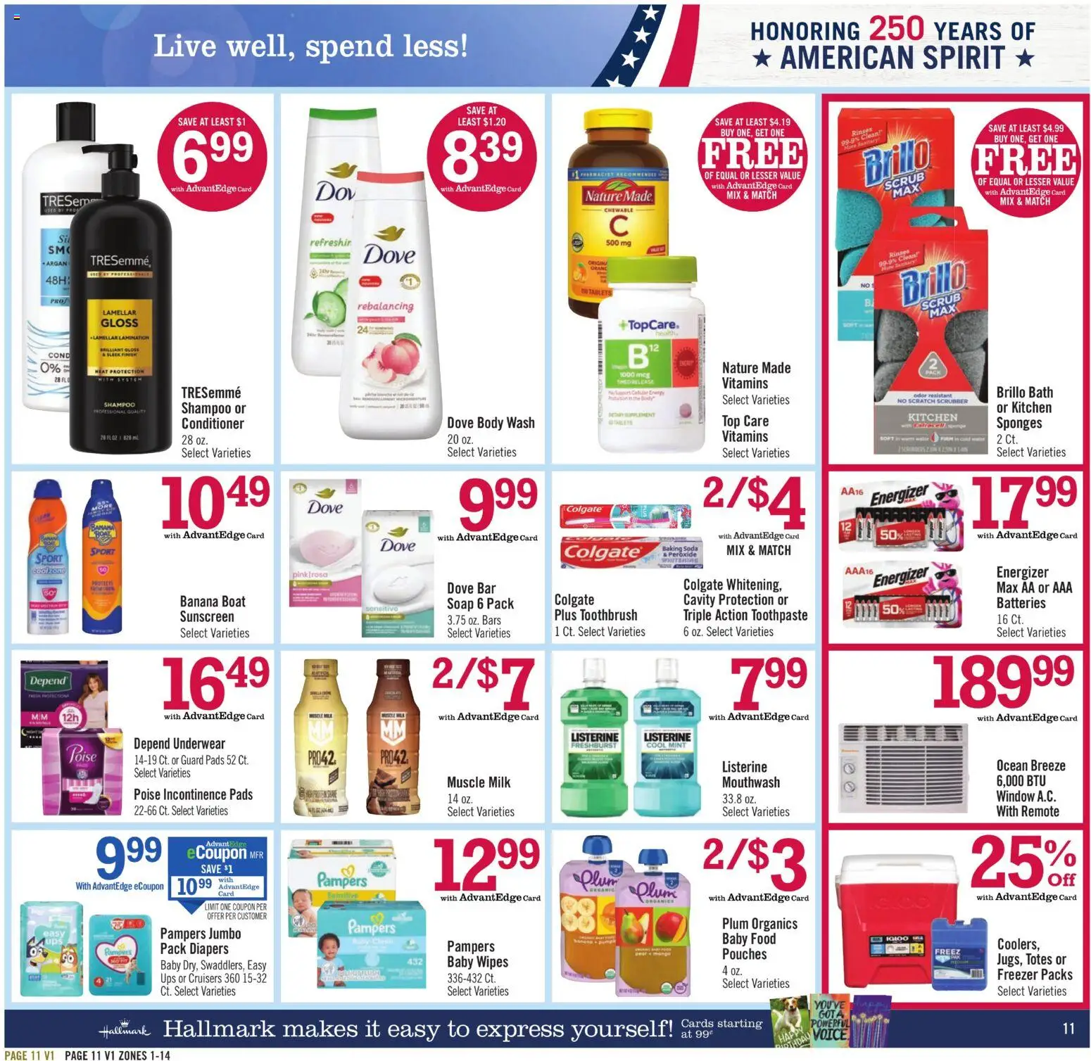 Price Chopper Weekly Ad - valid from 07/12/2026 | Page: 11 | Products: Milk, Sunscreen, Mouthwash, Pads