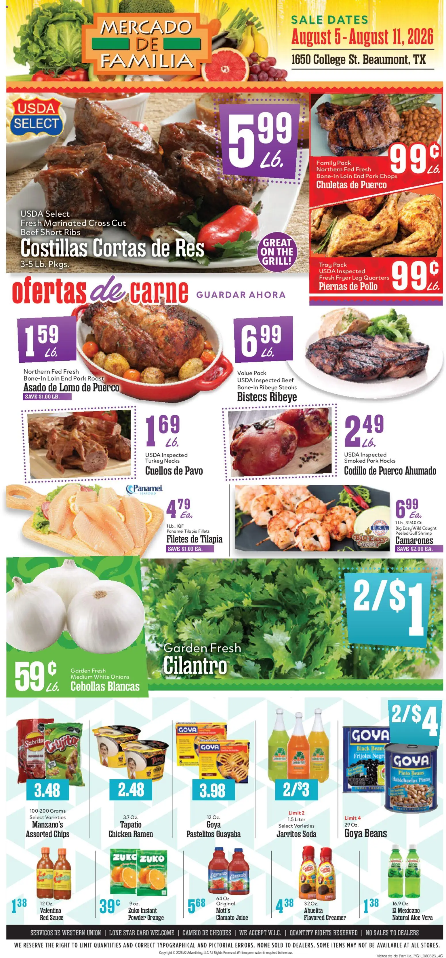 Market Basket Mercado de Familia - valid from 08/05/2026 | Page: 1 | Products: Beef, Aloe Vera, Sauce, Grill