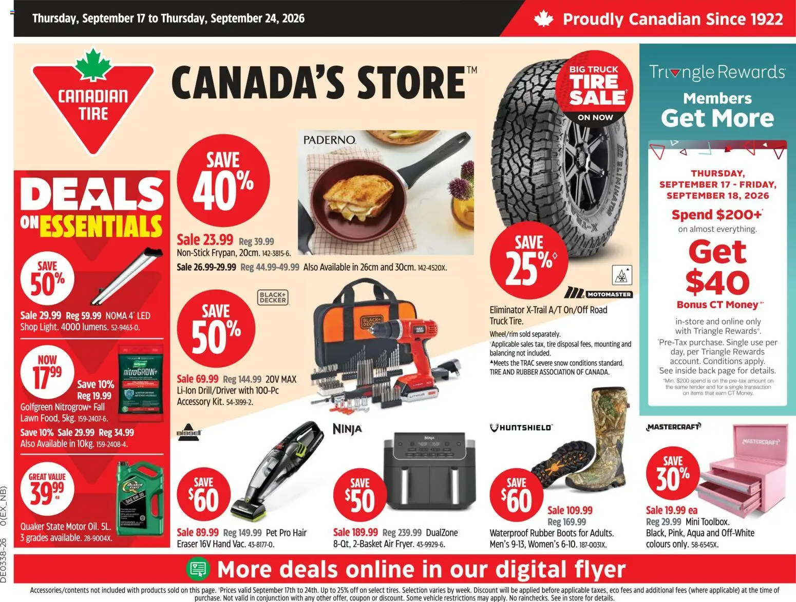 Canadian Tire flyer valid from Sep 17, 2026 | Page: 1 | Products: Boots