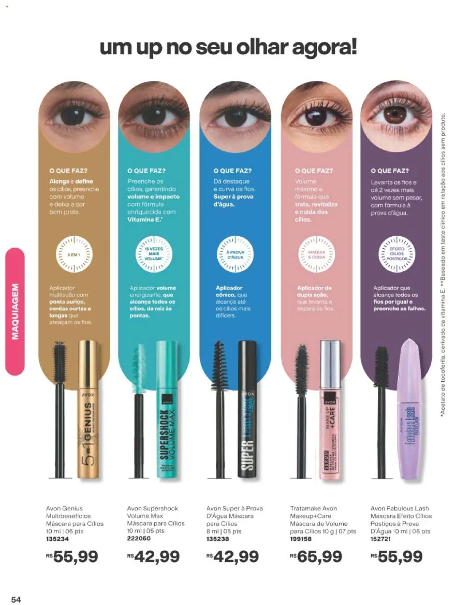 Avon Folheto - válido de 19/07/2026 | Página: 54 | Produtos: Maquiagem, Máscara para cílios, Cílios postiços, Sérum
