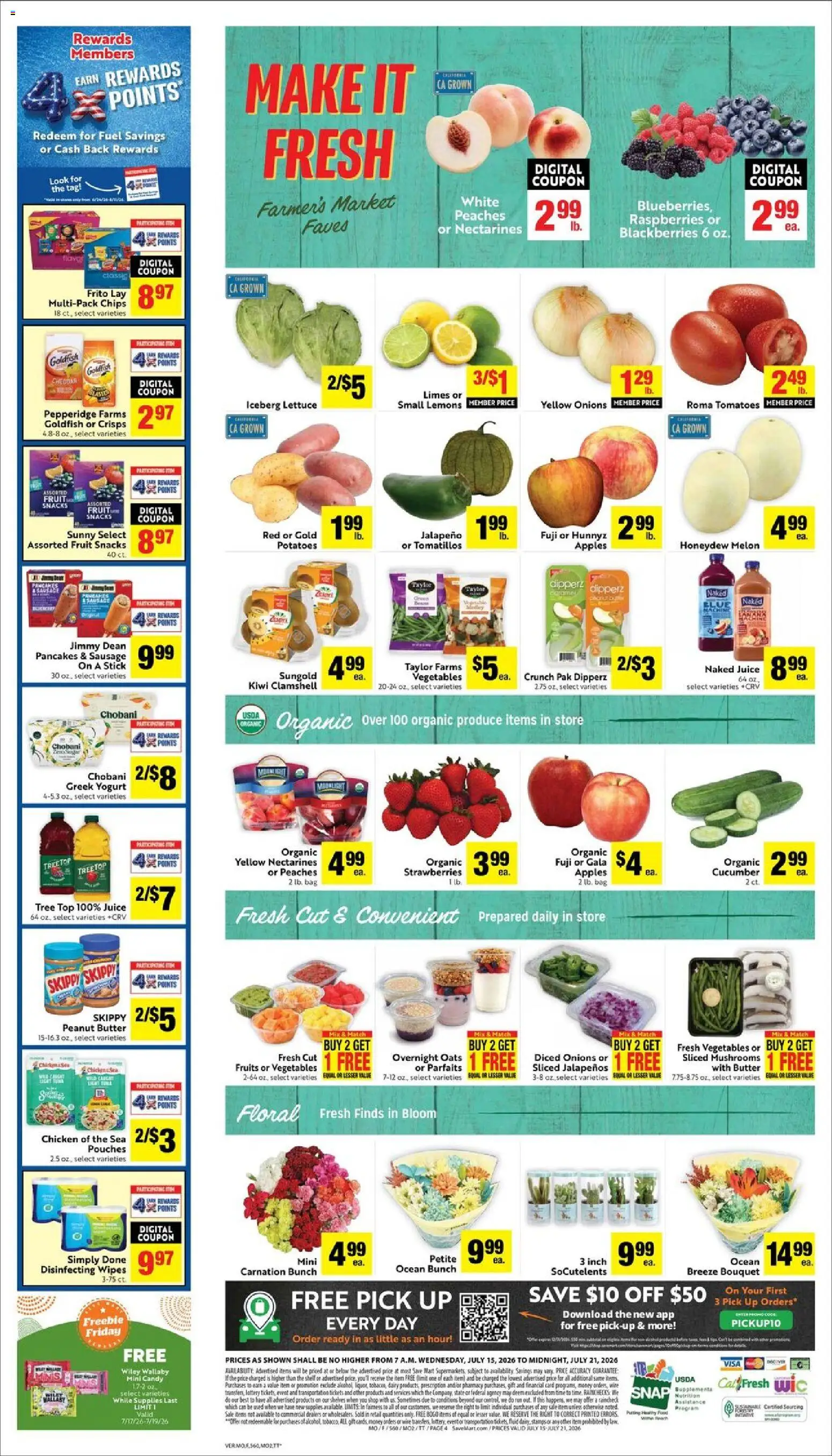 Save Mart Weekly Ad - valid from 07/15/2026 | Page: 4 | Products: Shelf, Juice, Kiwi, Melon